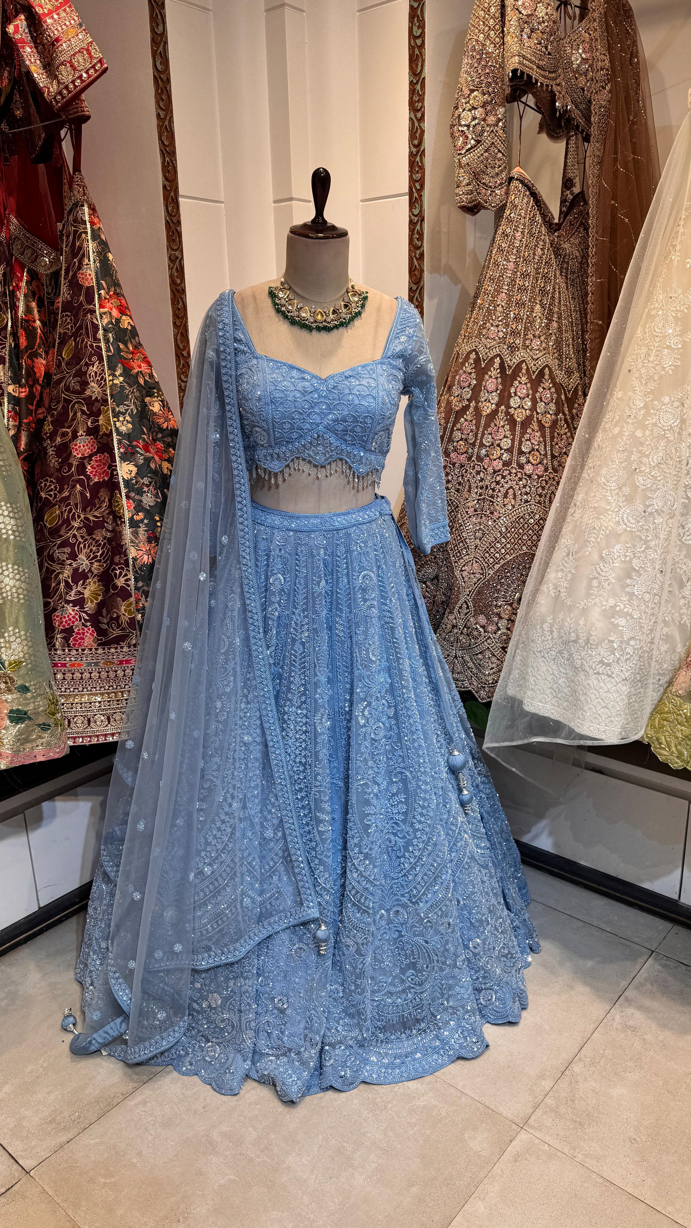 Pastel Blue Lehenga - Image 2