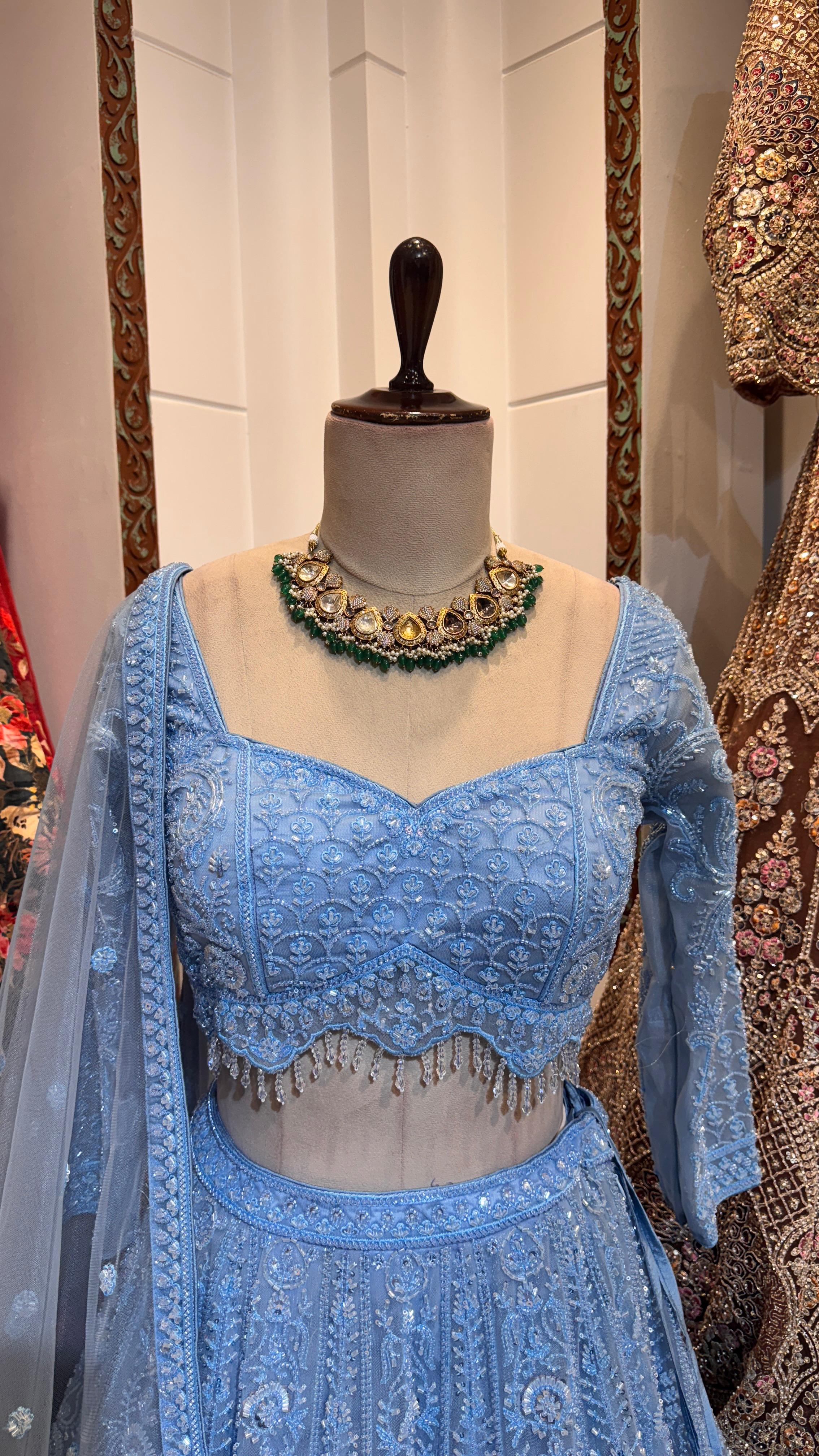 Pastel Blue Lehenga - Image 3