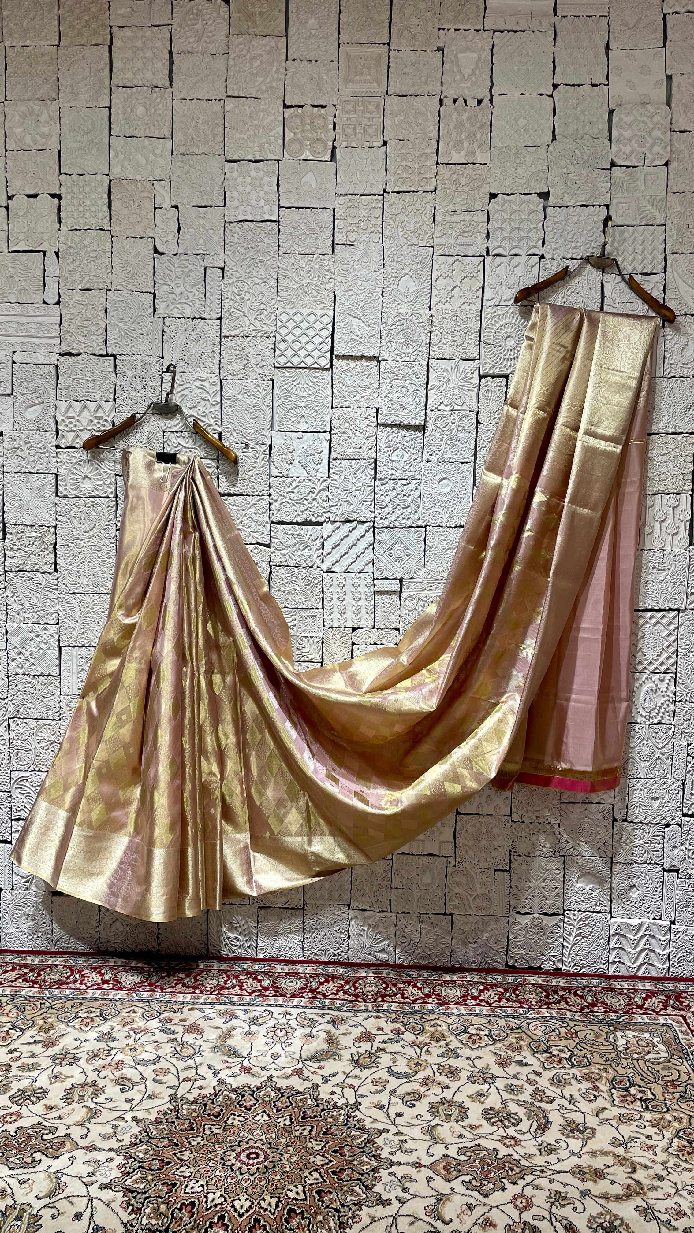 Pastel pink silk kanjvaram saree