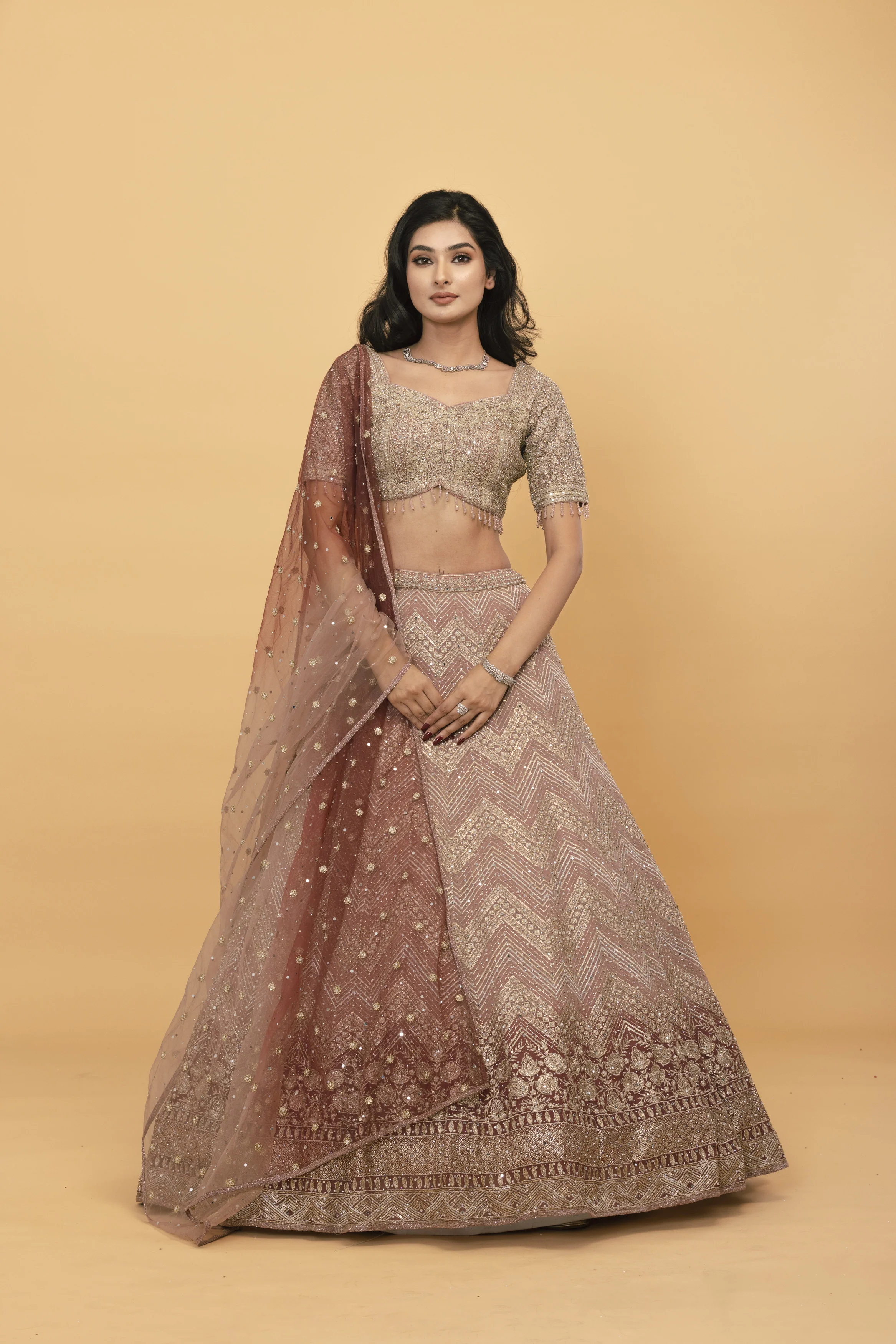 Peach Georgette Ombre Lehenga