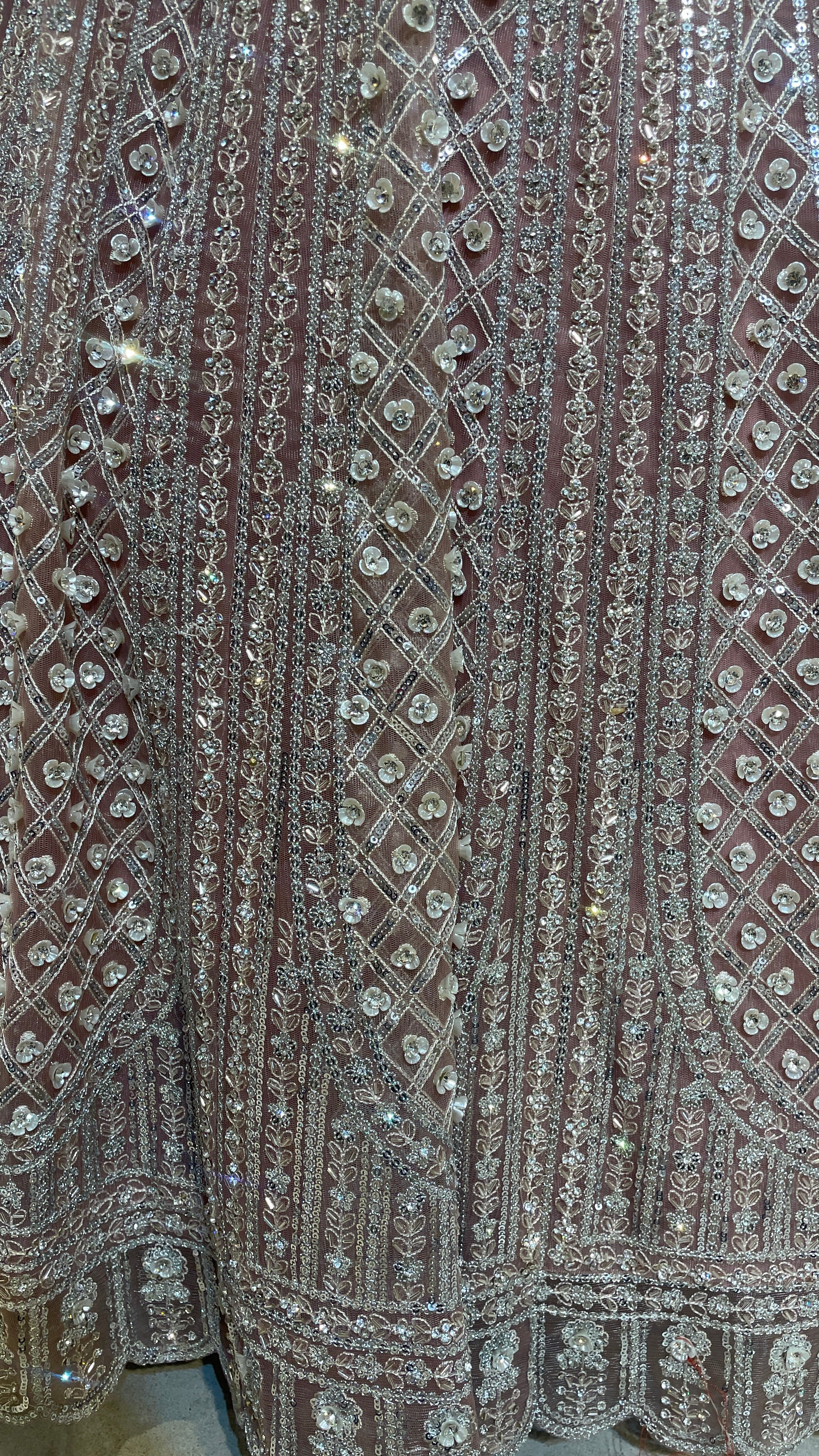 Peach Net Lehenga with Sequin Embellishments - Image 4