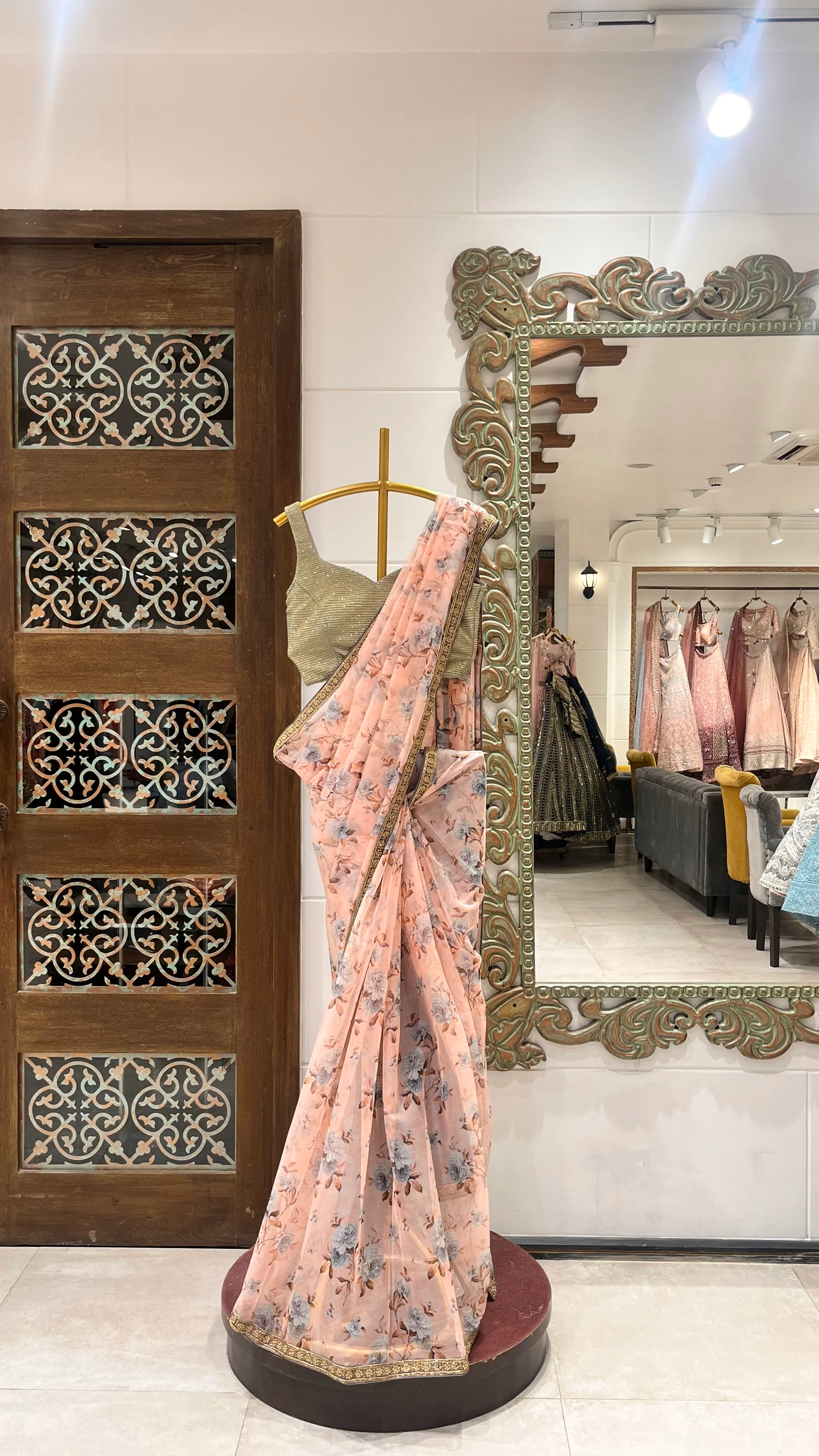 Pink blossom saree