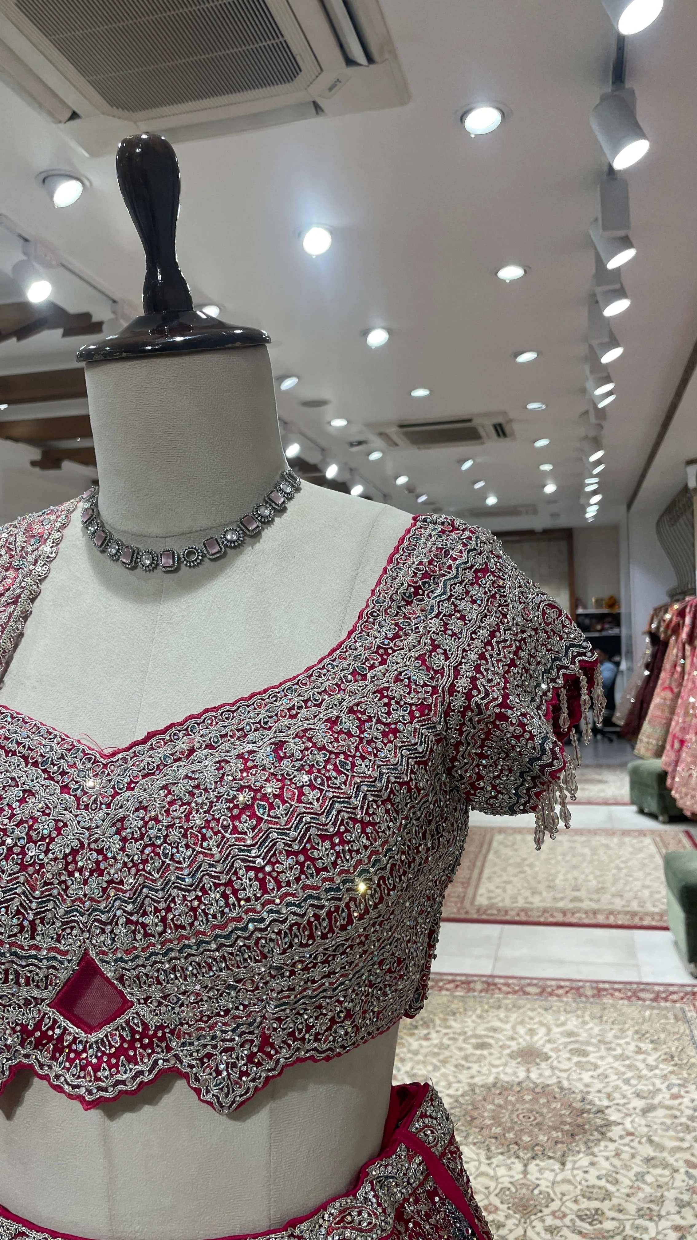 Pink Net Lehenga with Floral Motifs - Image 4
