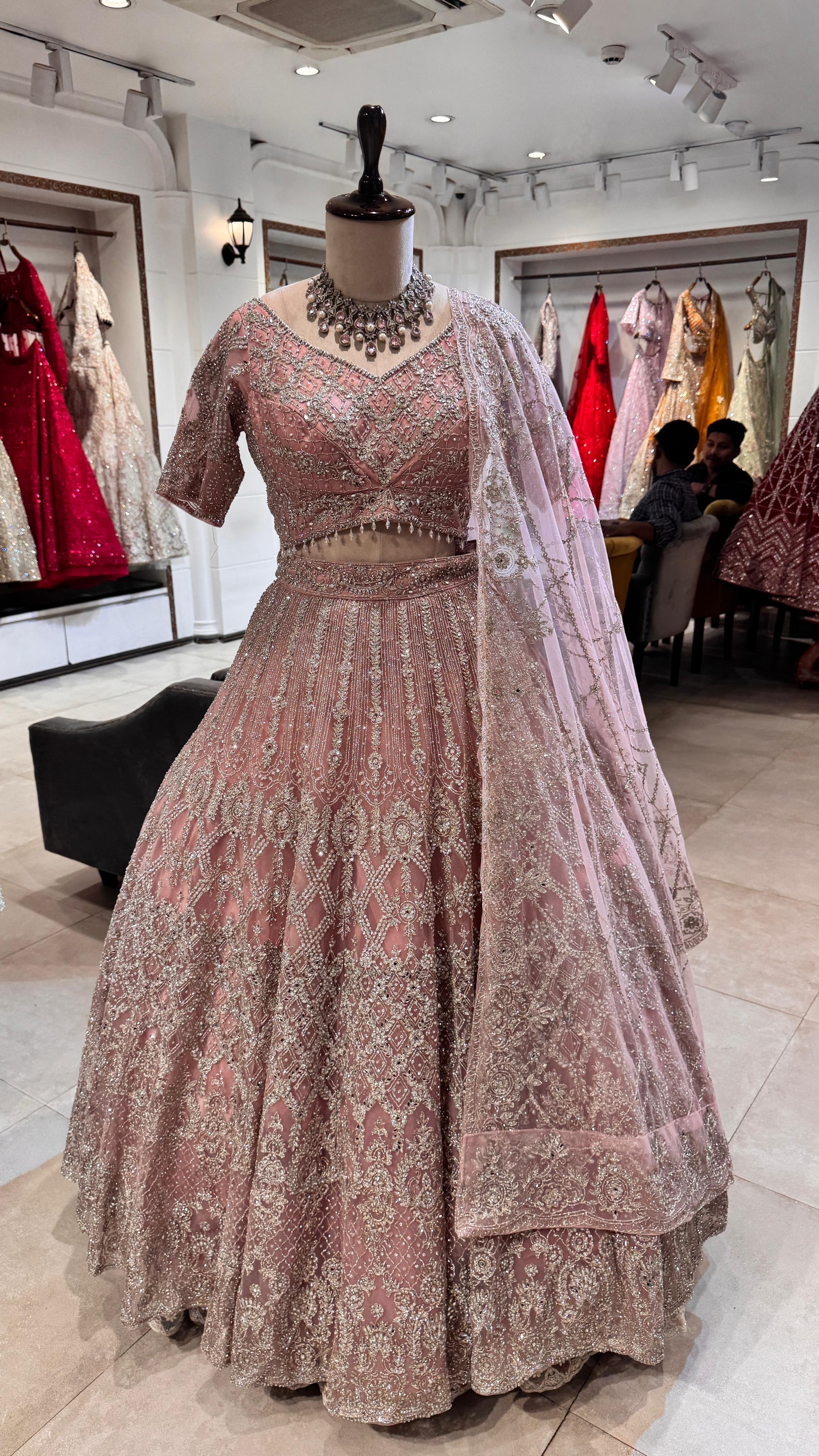 Pink Silk Lehenga with Sequence & Thread Work