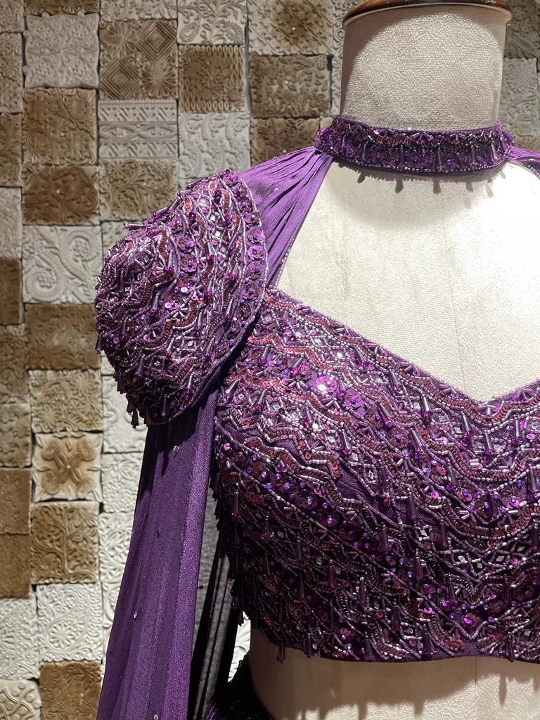 Purple Cape Style Lehenga - Image 4