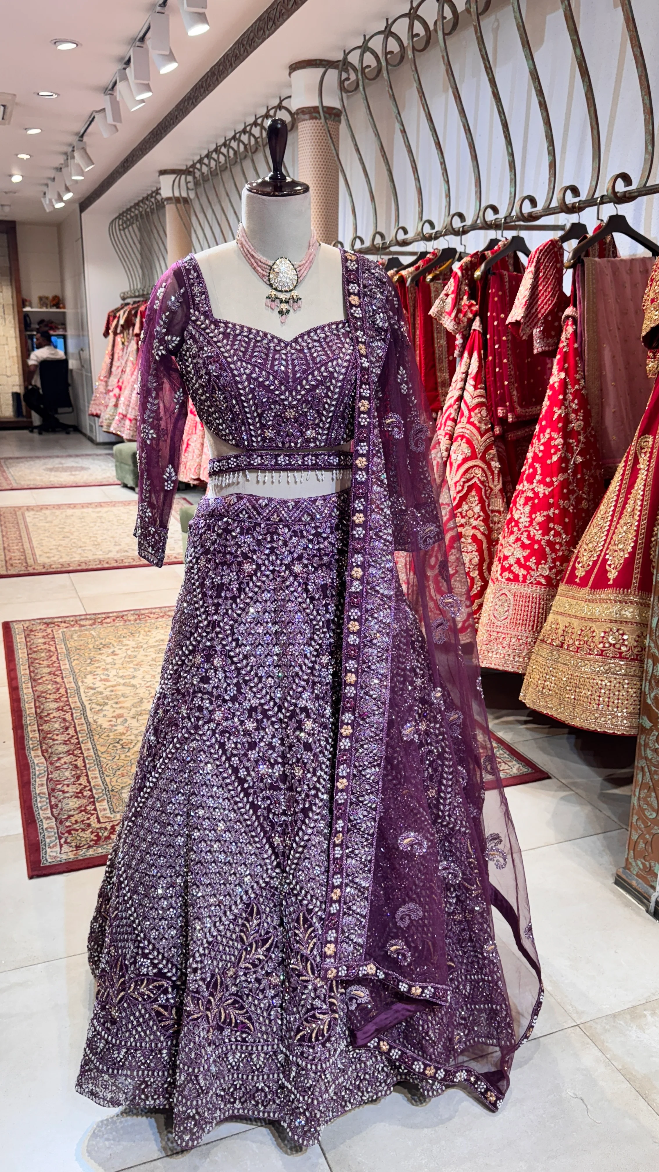 Purple embroidery lehenga