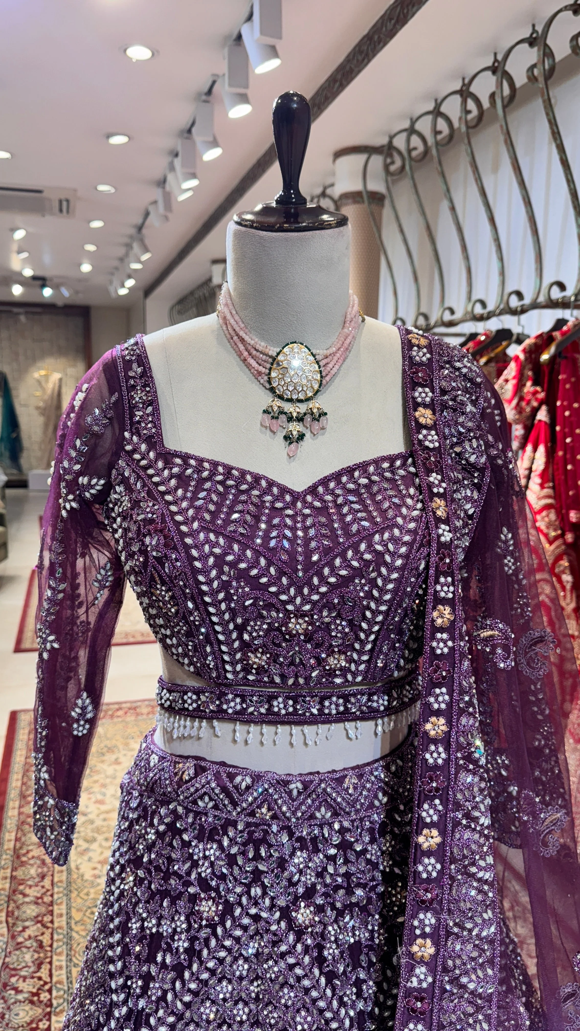 Purple embroidery lehenga - Image 2