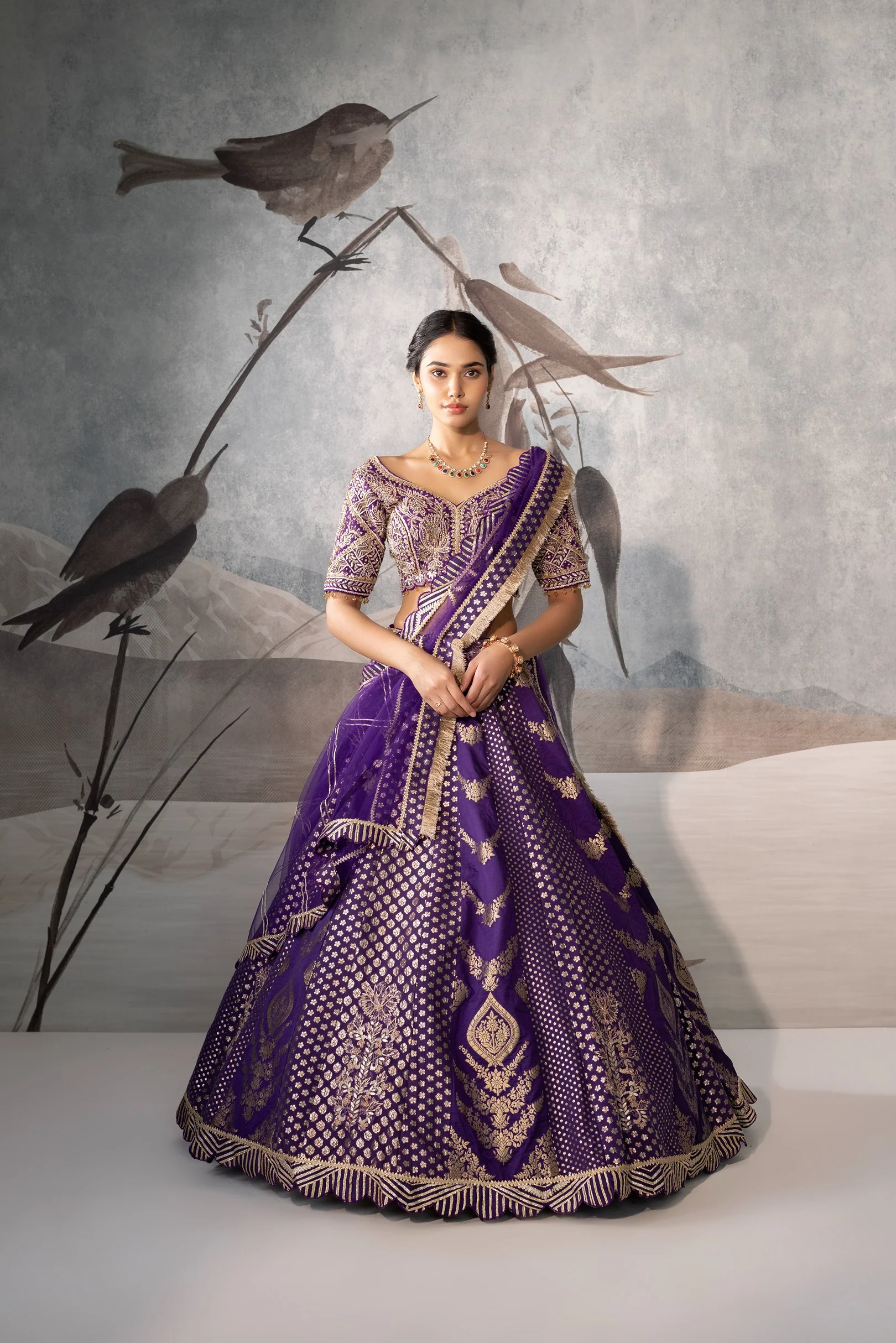 PURPLE SILK LEHENGA