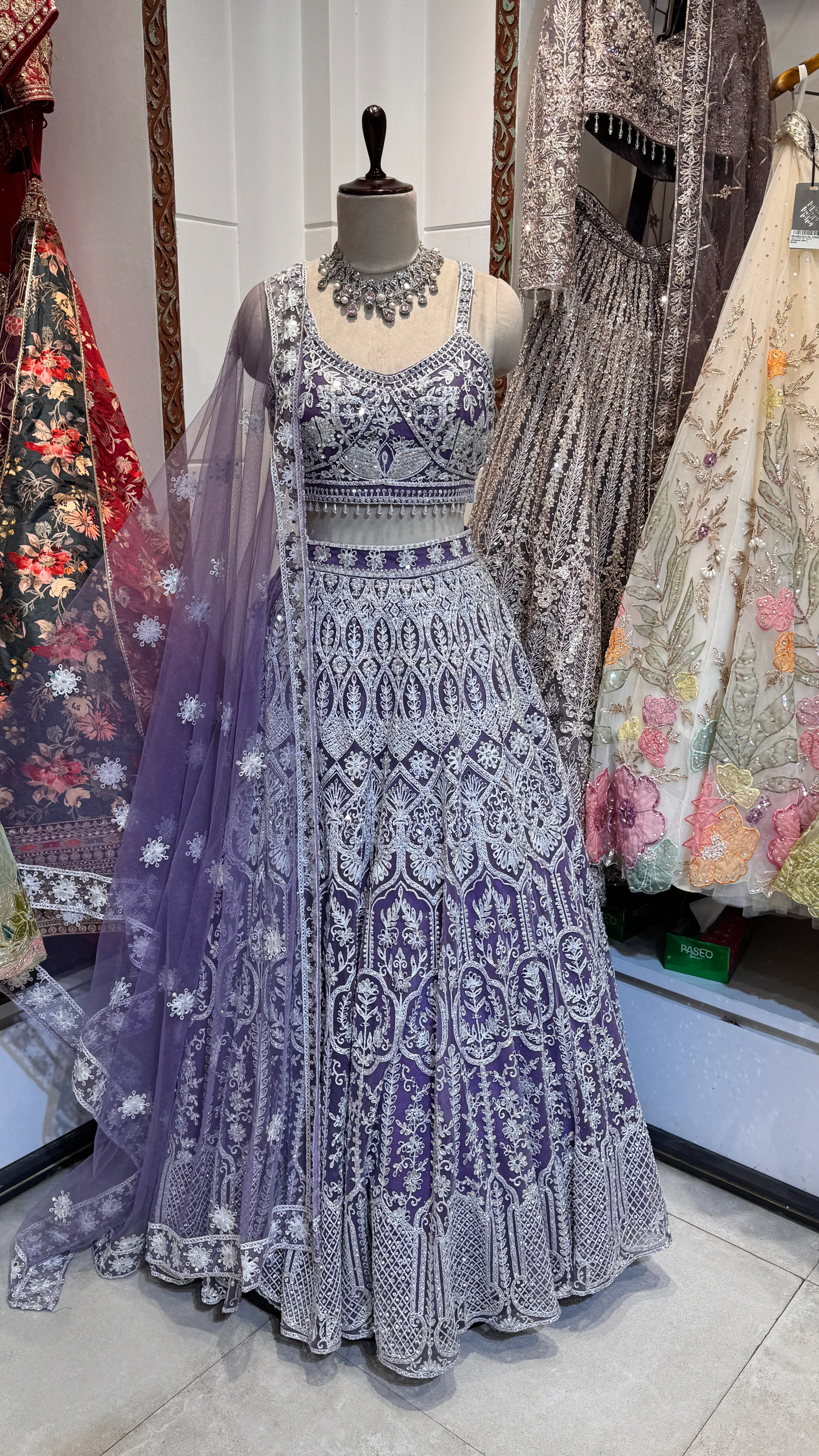 Purple Silver Lehenga