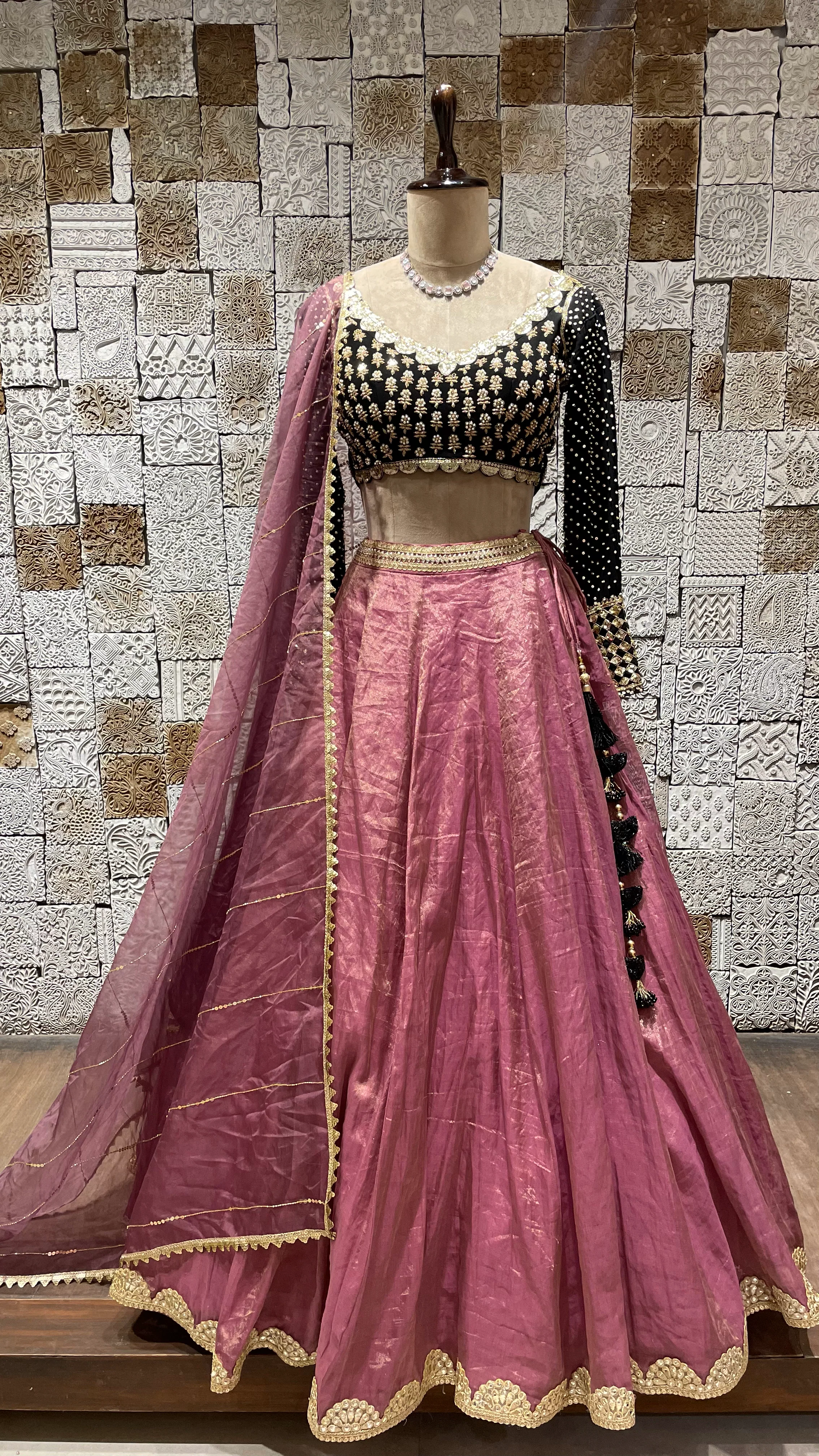 Purple Tissue Lehenga with Heavy Embroidered Blouse