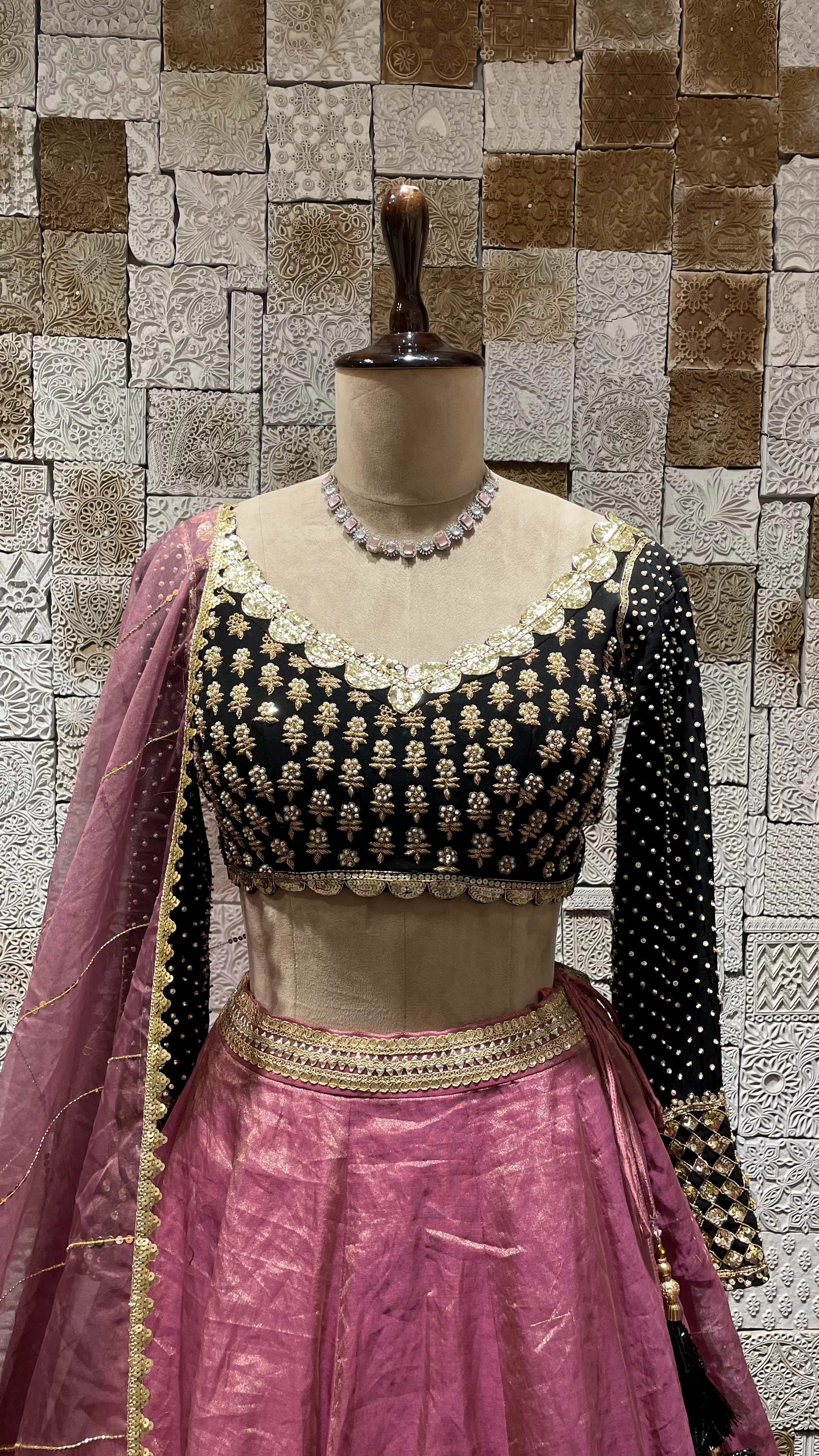 Purple Tissue Lehenga with Heavy Embroidered Blouse - Image 3