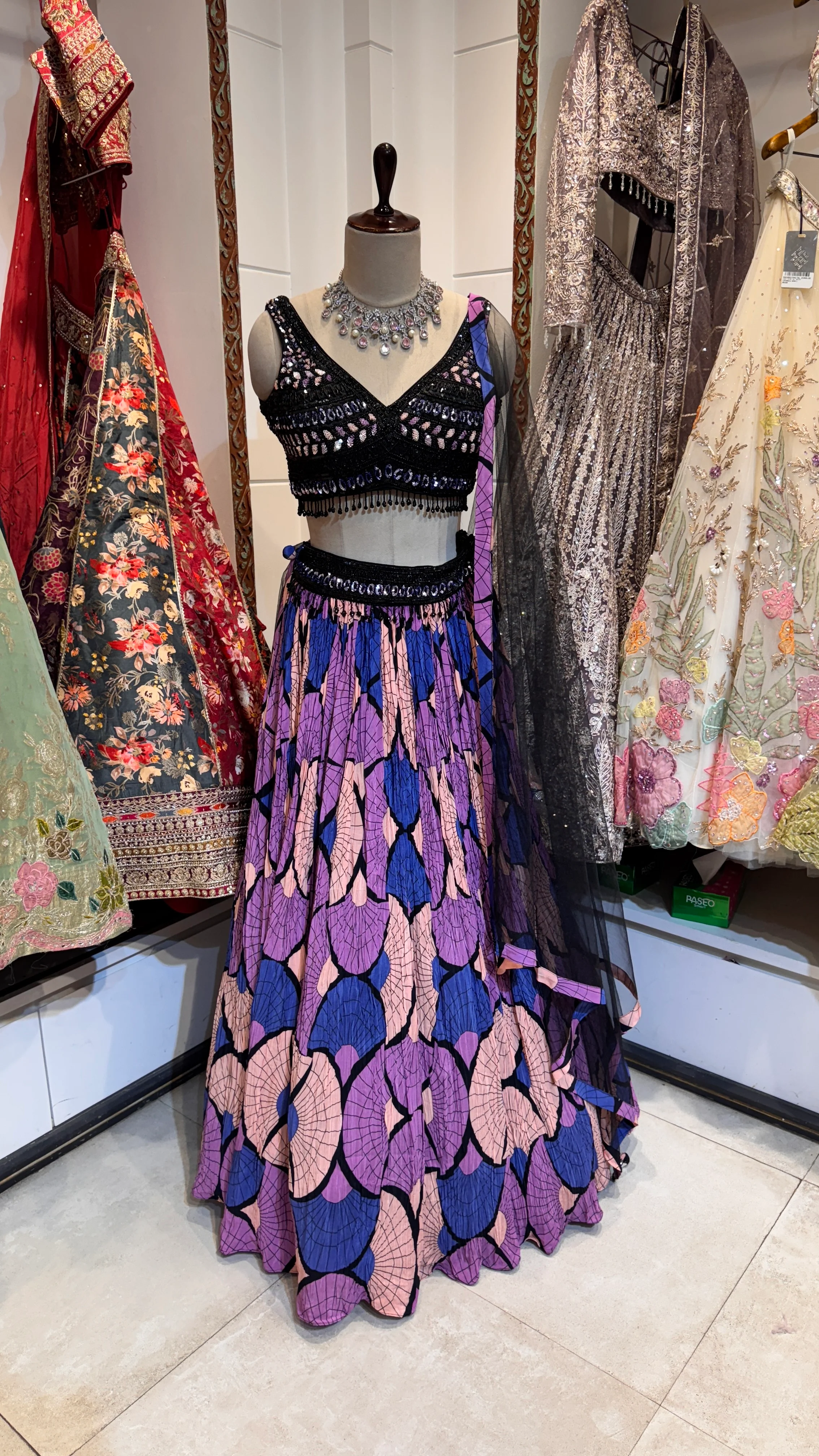 Purple Zig Zag Lehenga