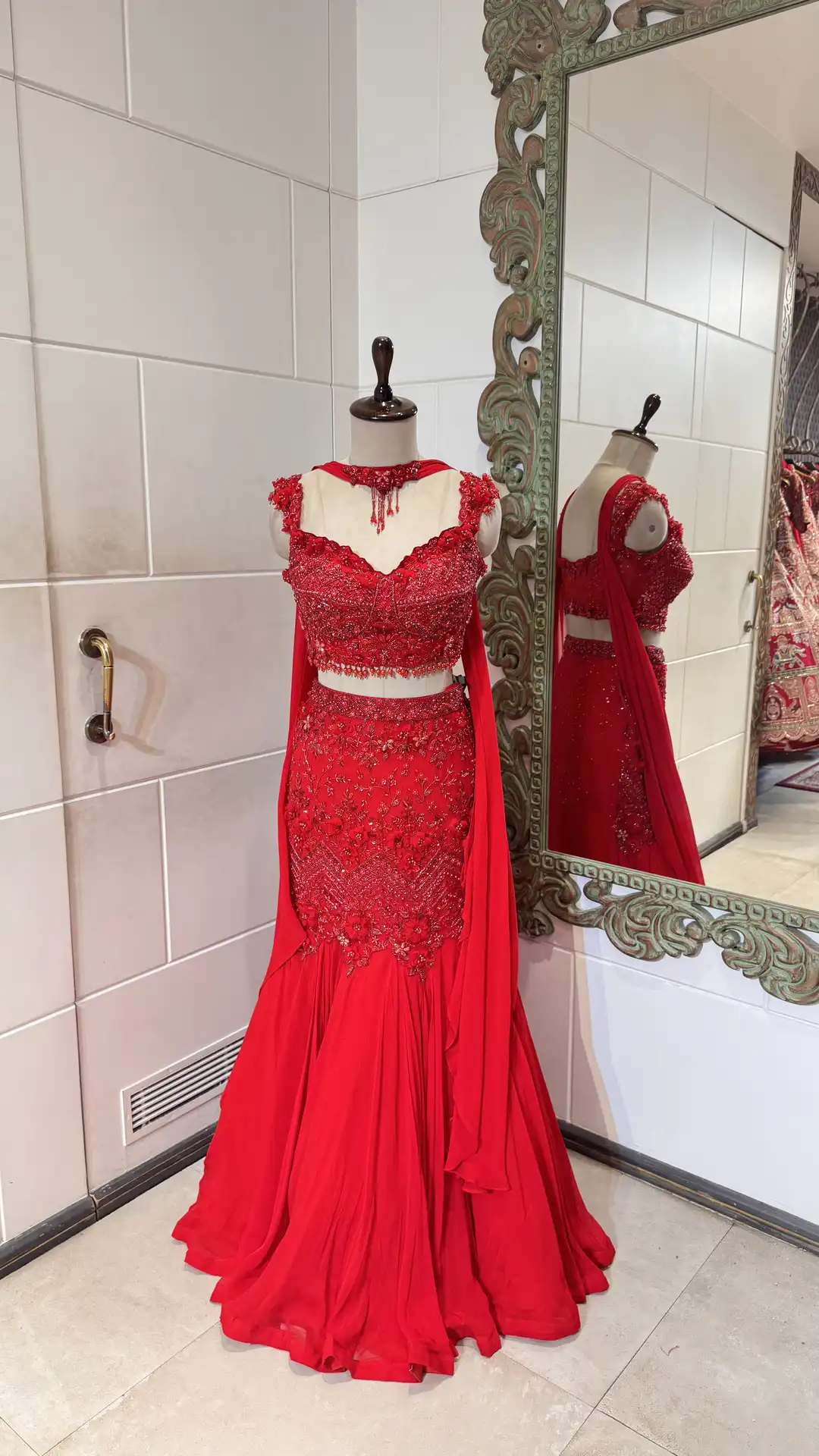 Red Mermaid Lehenga