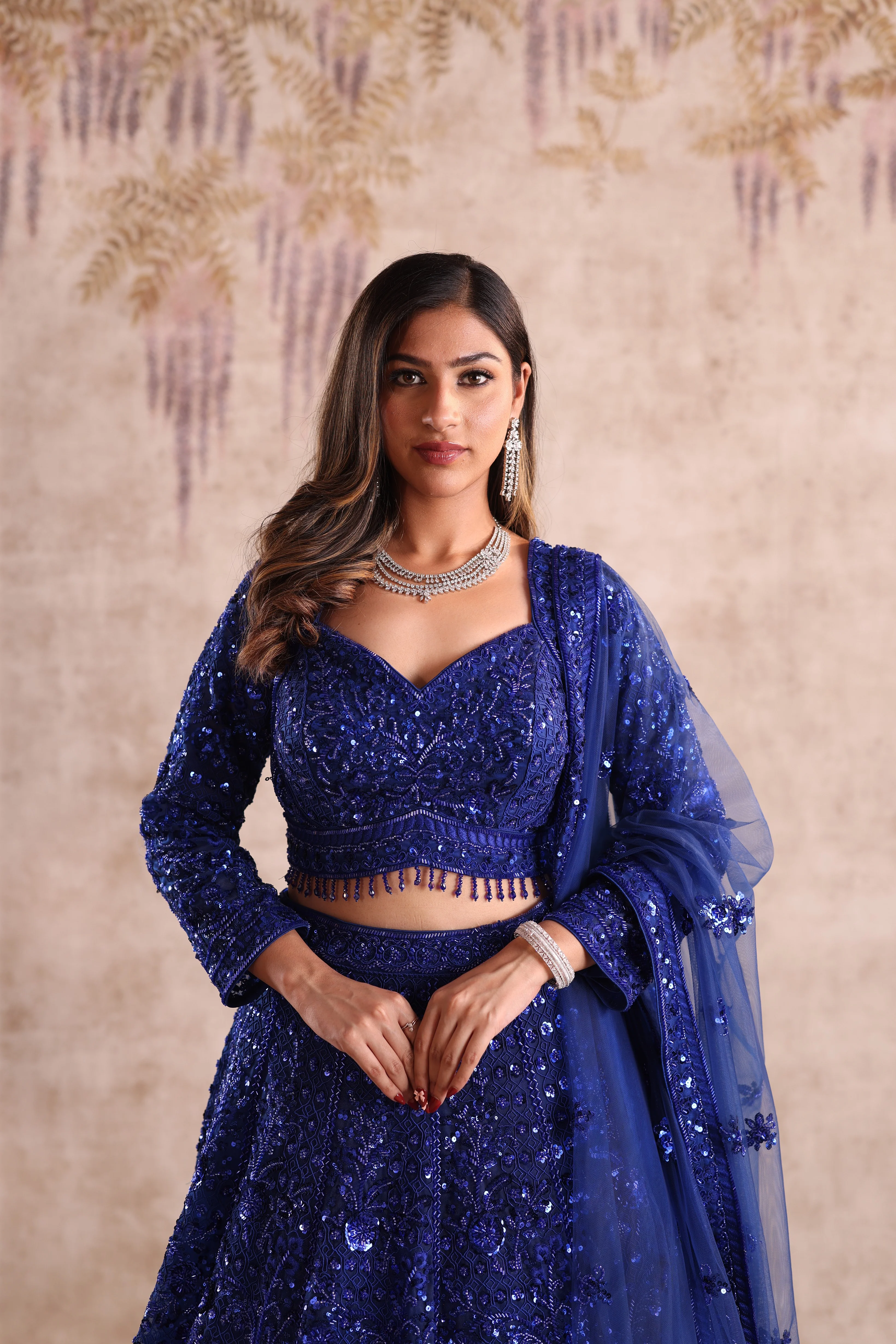 Royal Blue Heavy Sequin Party Wear Lehenga - Image 2