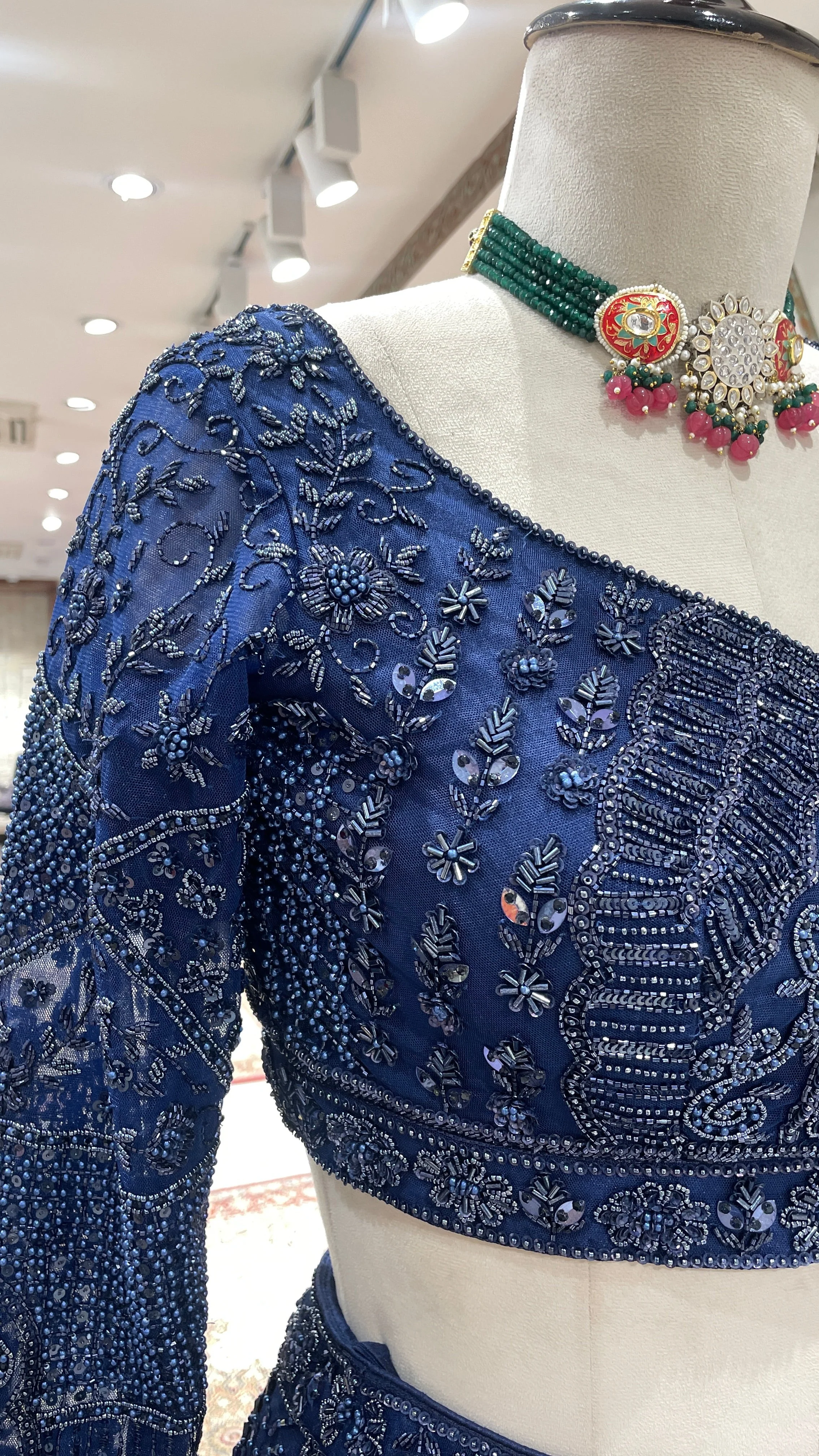 Royal Blue Lehenga with Sequins, Cutdana & Pot Embroidery - Image 4