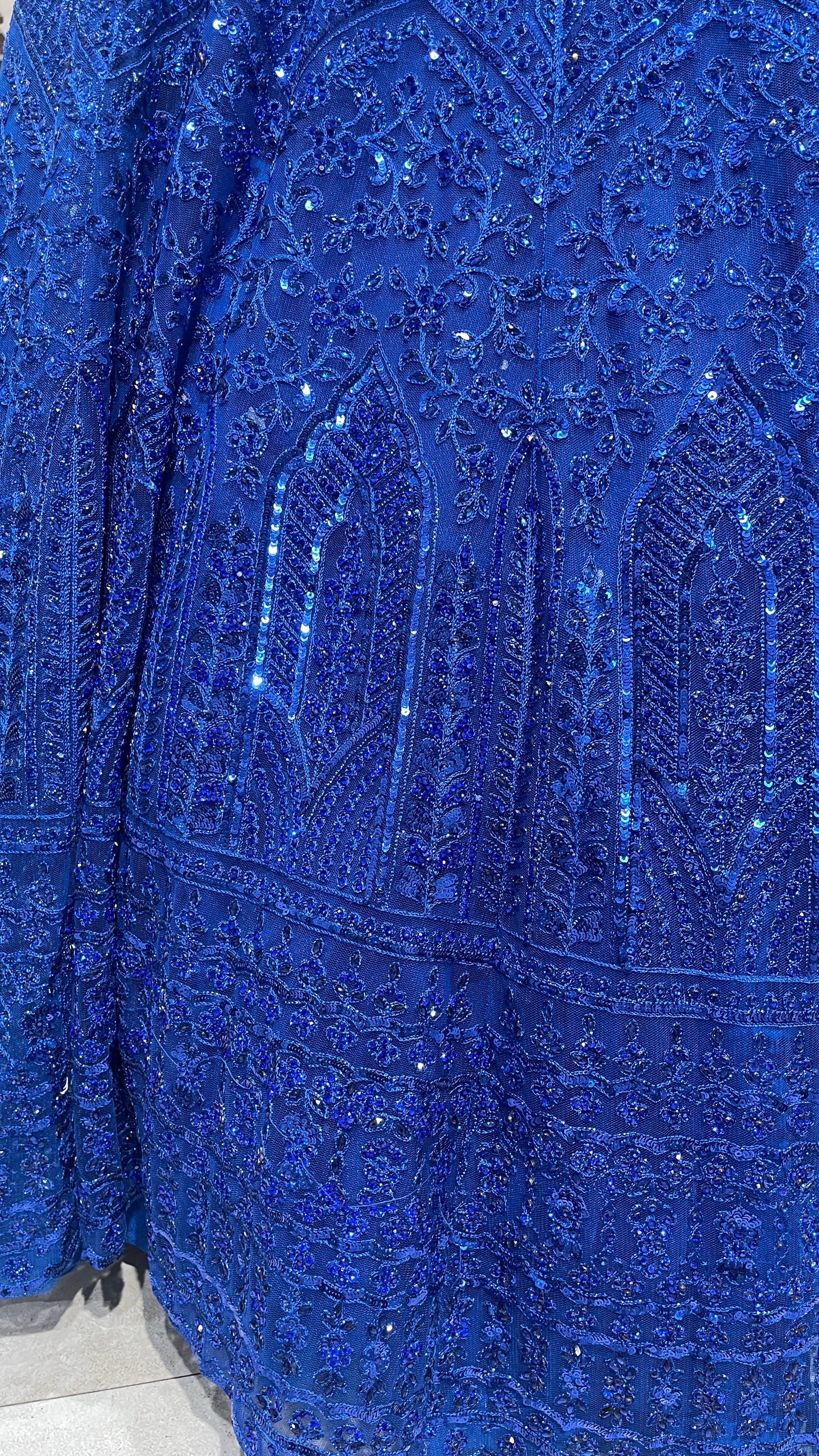Royal Blue Net Lehenga with Threadwork & Sequin Embellishments - Image 3