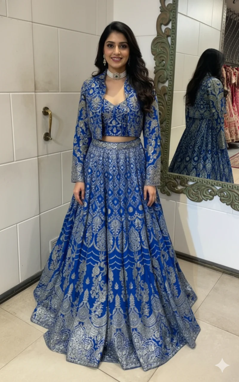 Royal Dream Blue Embroidered Lehenga