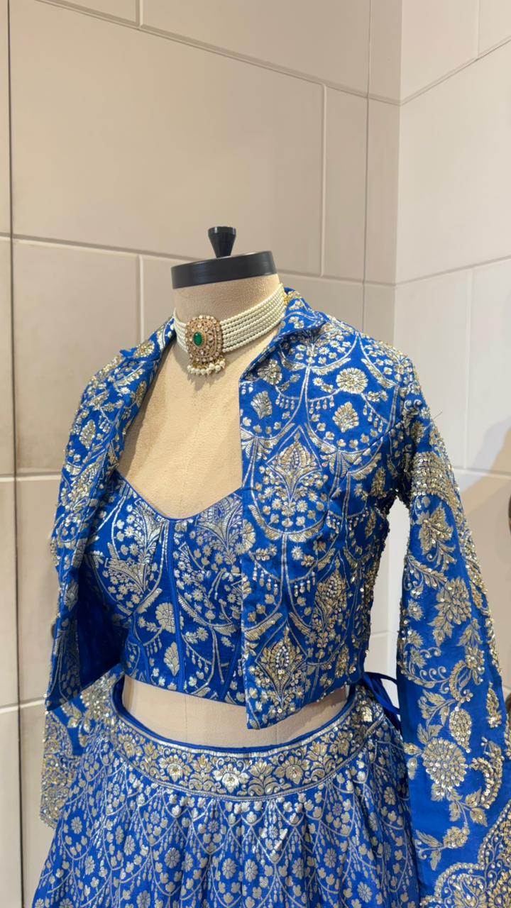 Royal Dream Blue Embroidered Lehenga - Image 2