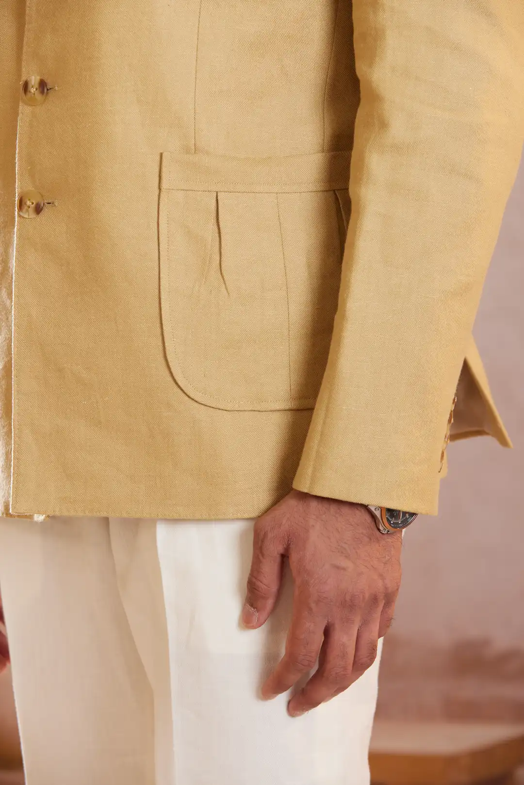 Safari inspired Beige Linen Bandgala - Image 4