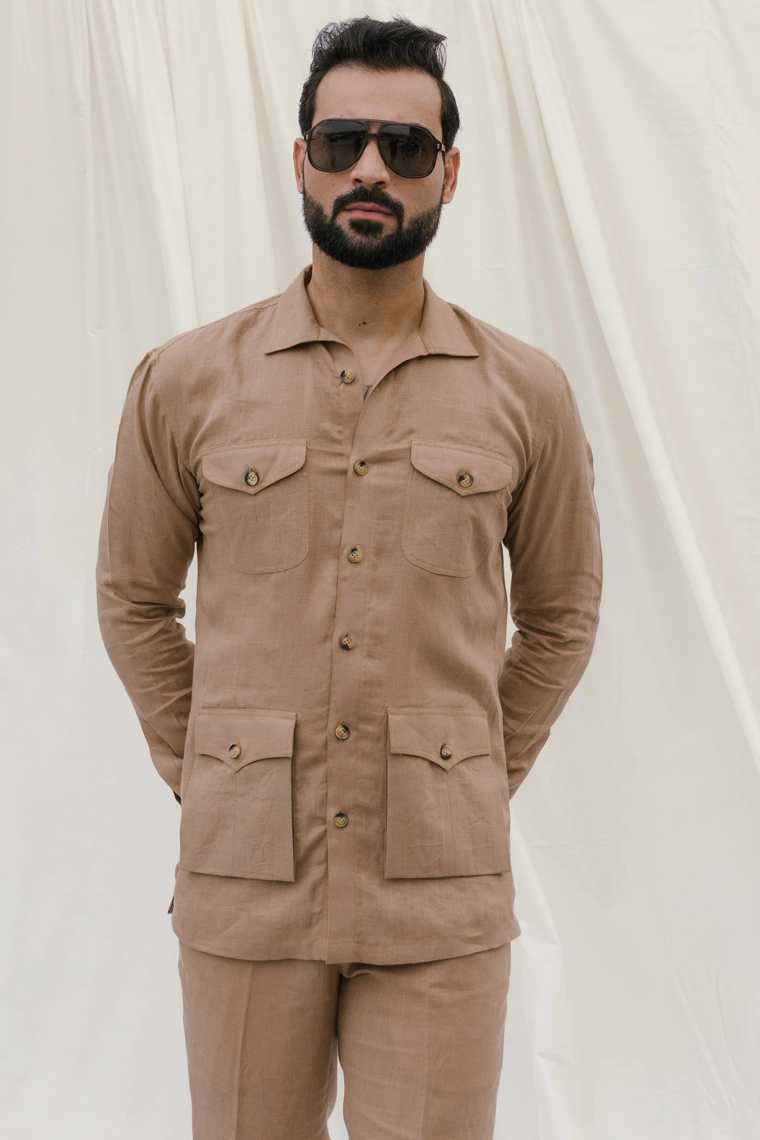 Men's 4-Pocket Safari Shirt with Classic Shirt Collar - Image 4