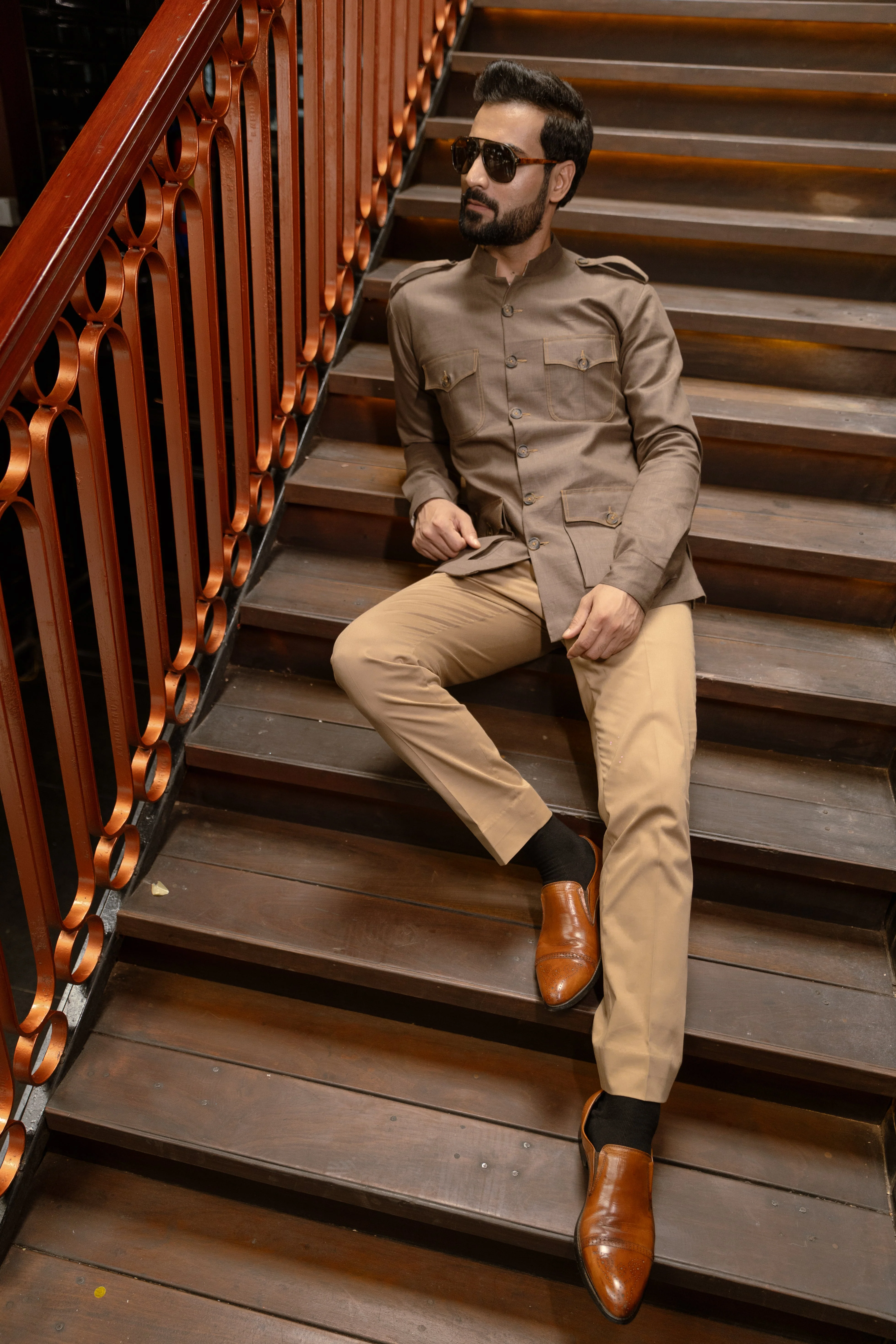 Safari Shirt with Shoulder Flap & Four Pockets - Image 3