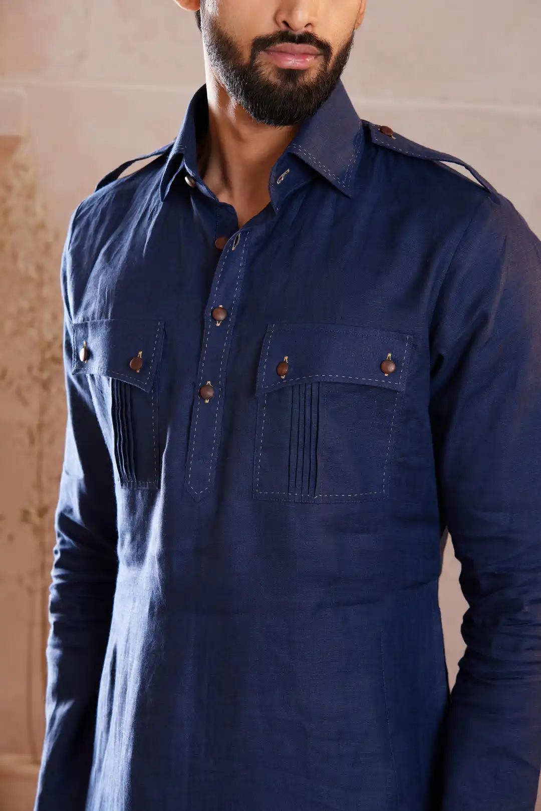 The Royal Navy Pathani Linen Kurta - Image 6