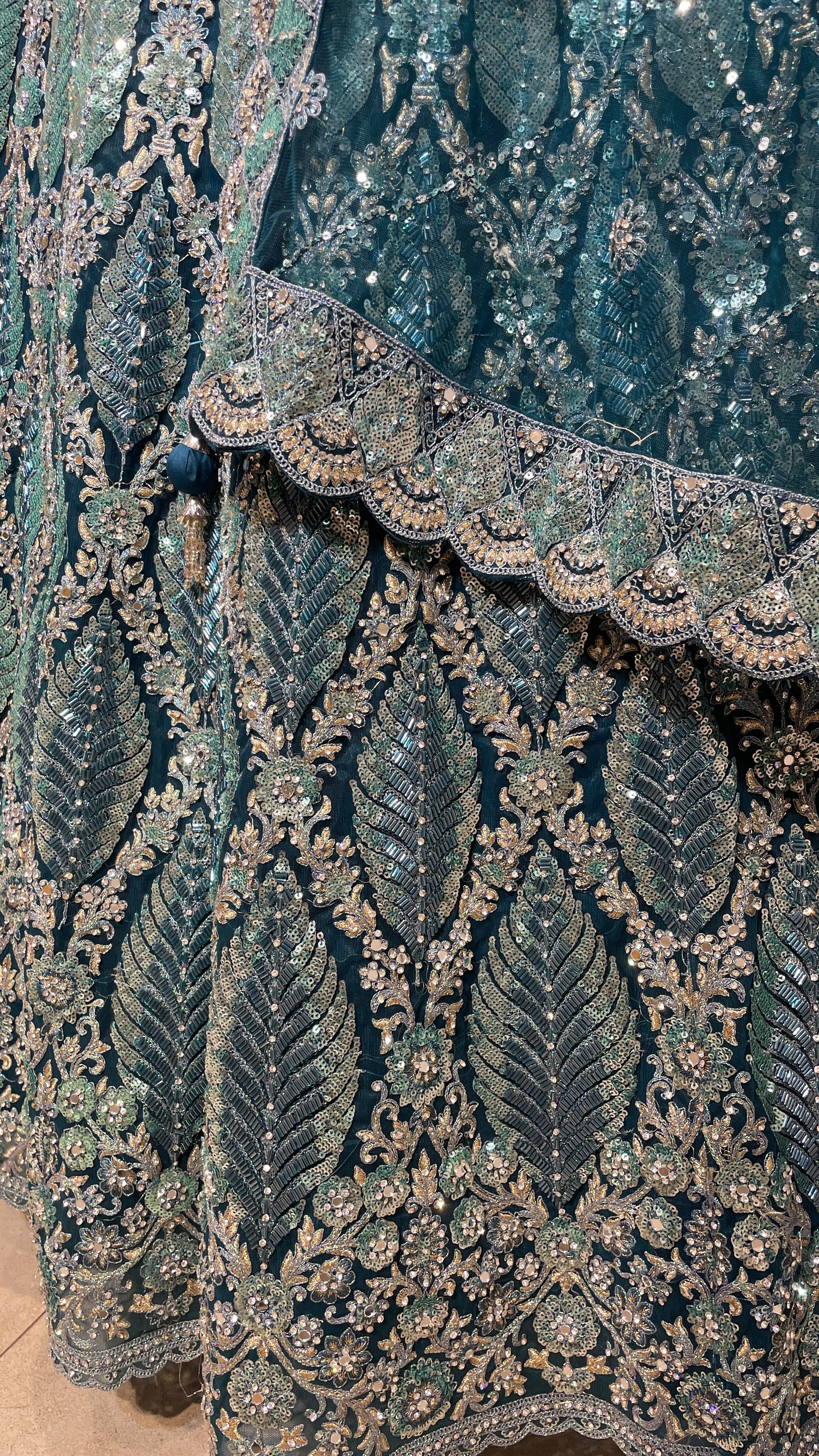 Turquoise Blue Floral Lehenga Set - Image 4