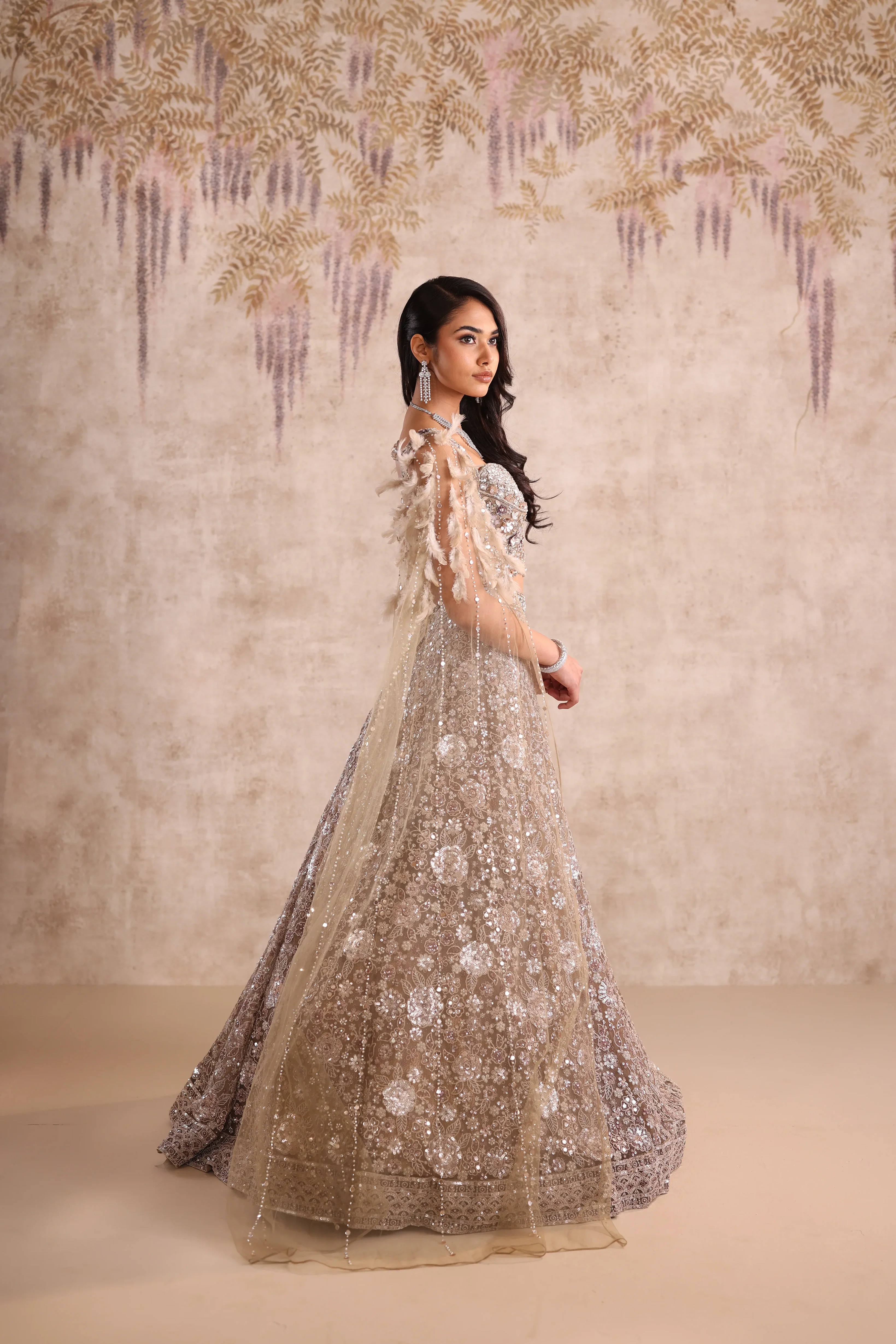 White Embroidered Party Wear Lehenga - Image 5