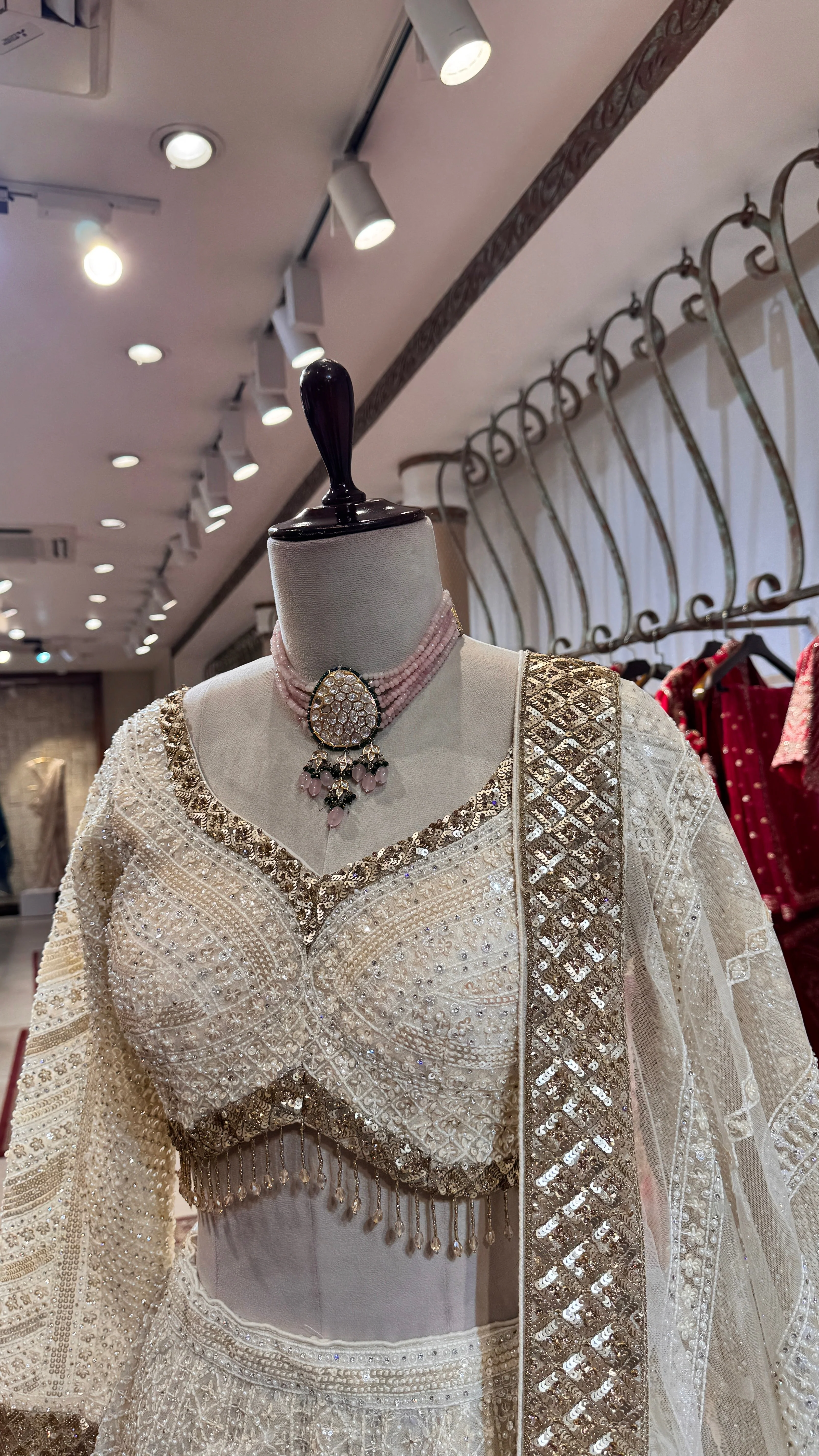 White embroidery lehenga - Image 3