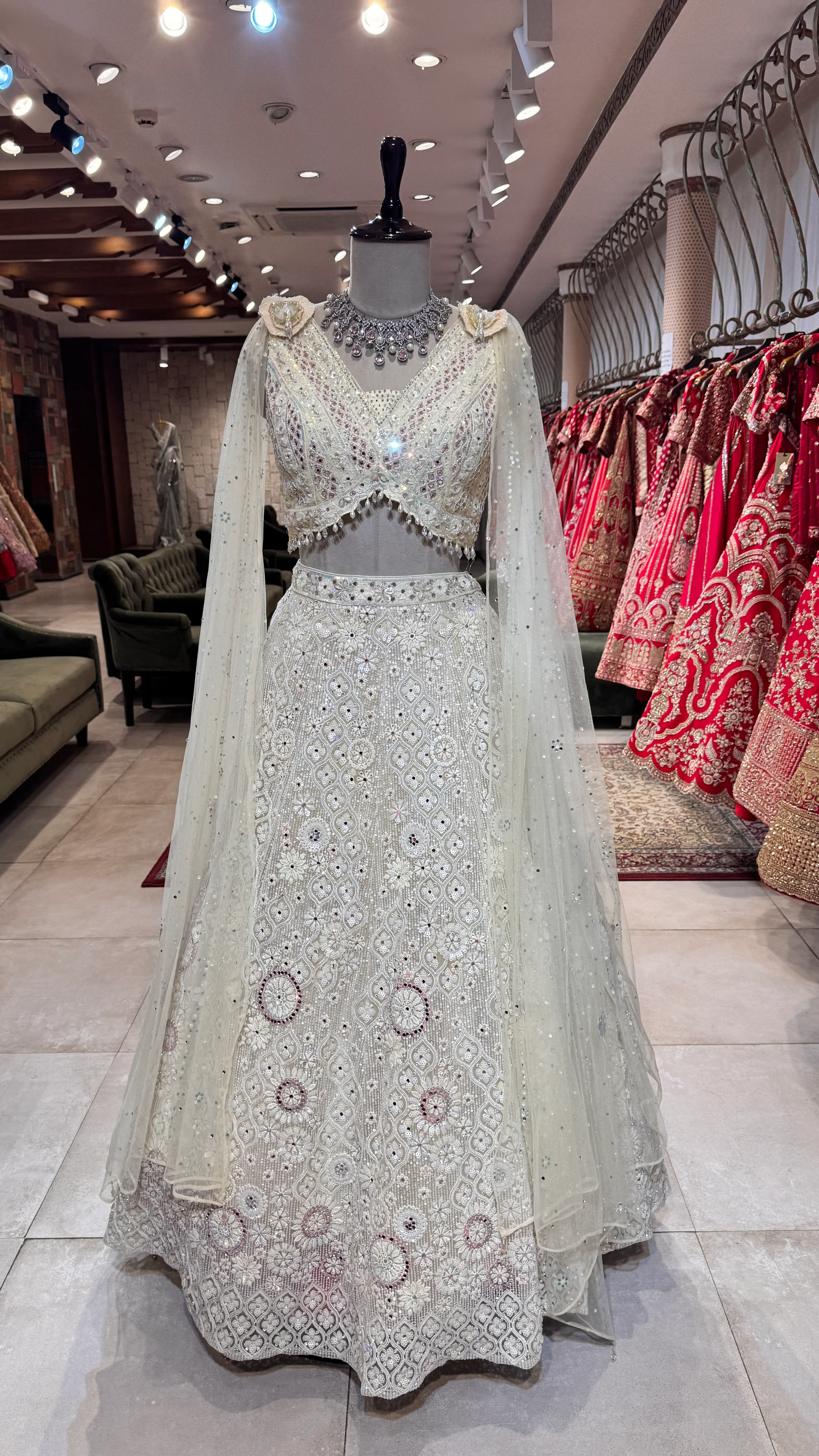 White Floral Lehenga