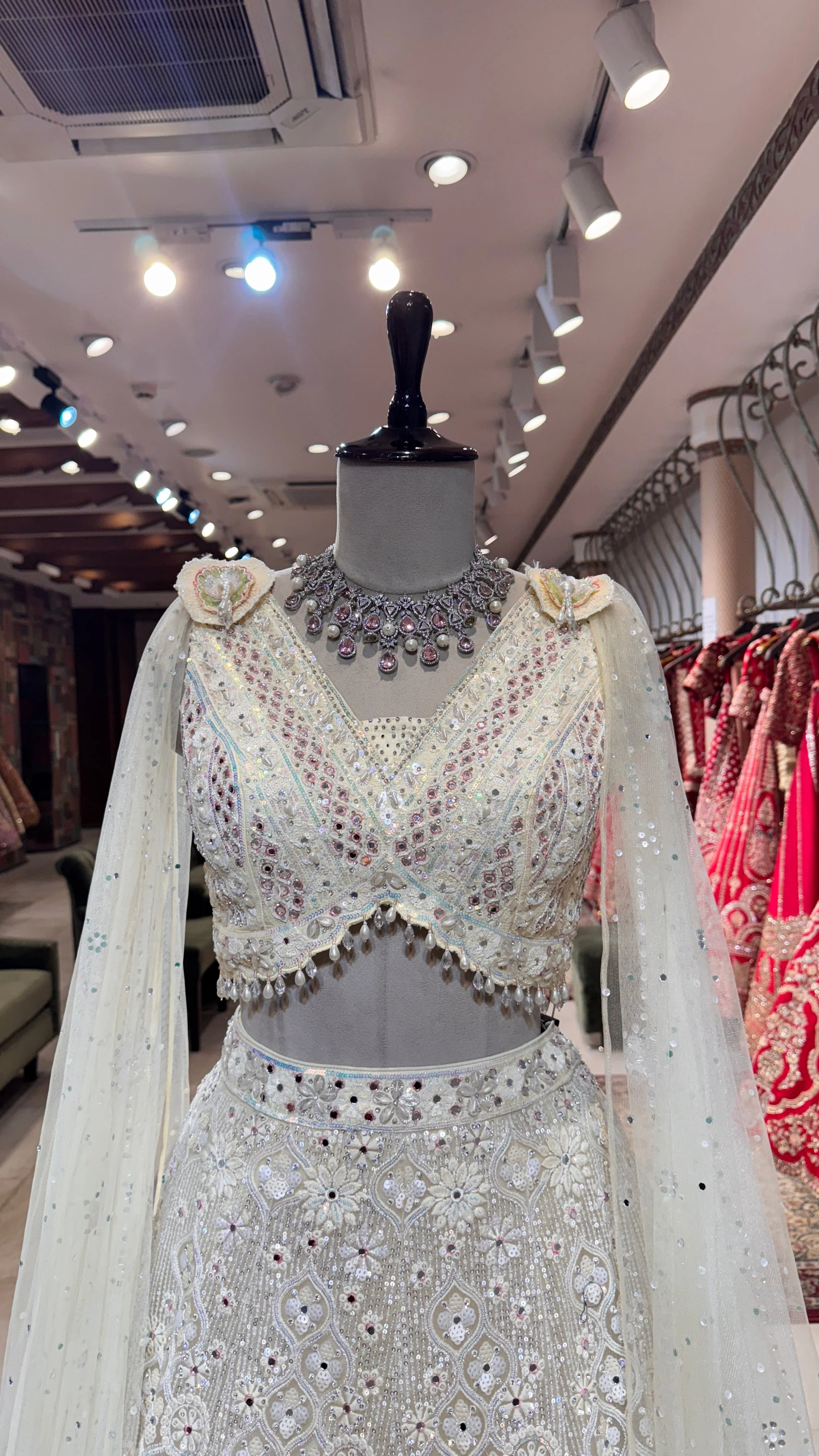 White Floral Lehenga - Image 2