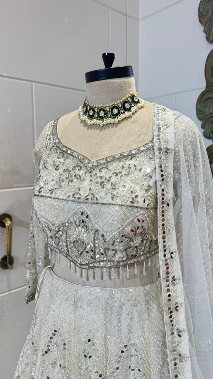 White Mirror Work Lehenga - Image 2