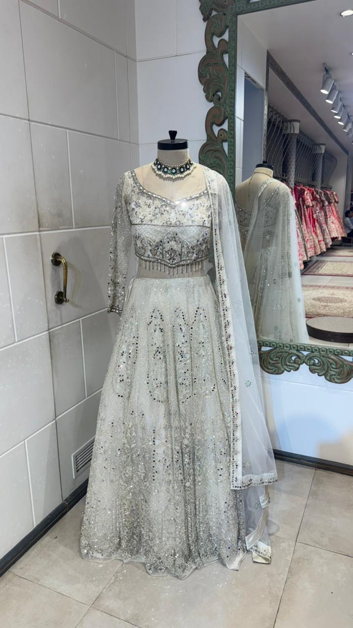 White Mirror Work Lehenga - Image 4