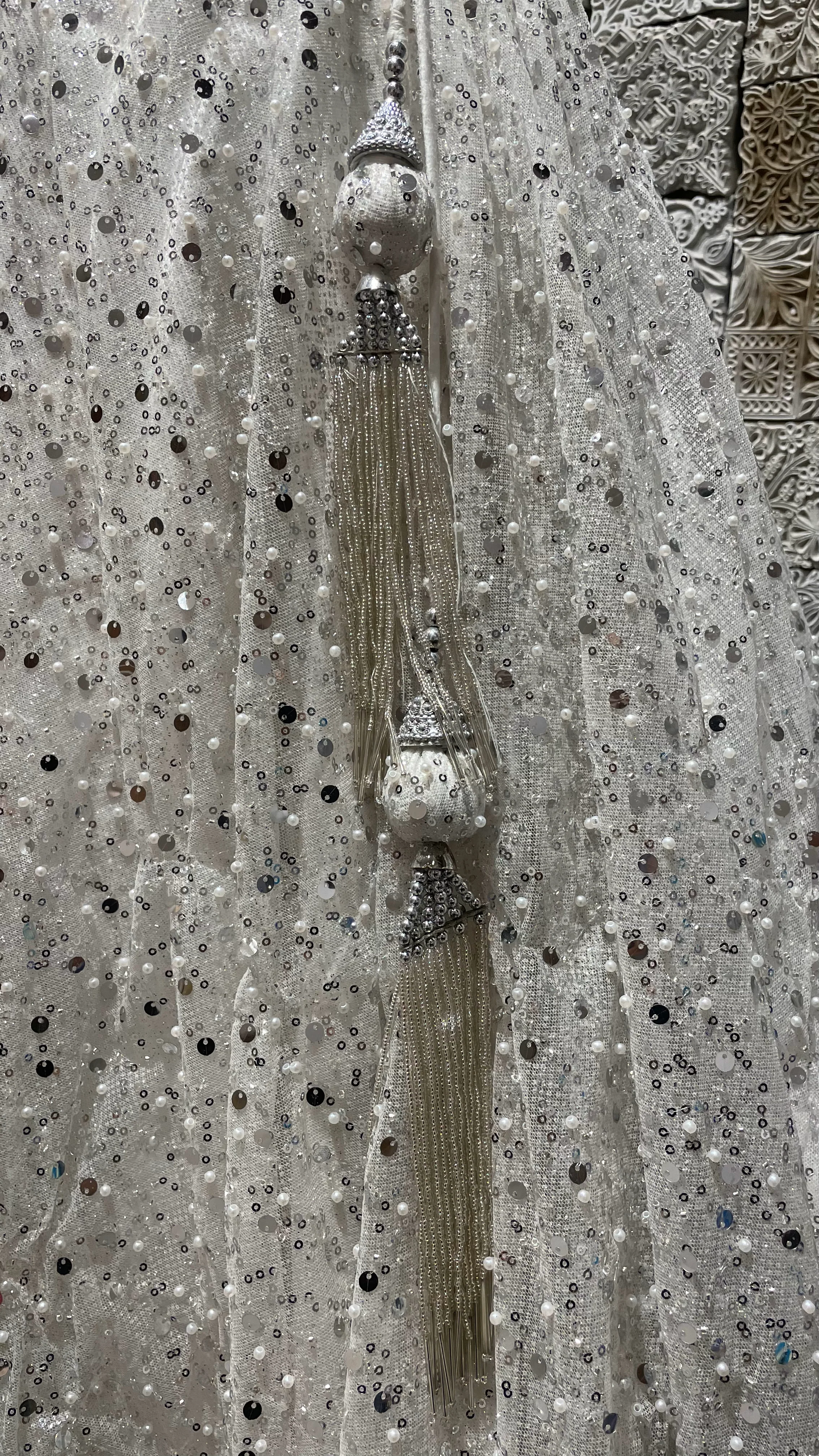 White Net Lehenga with Heavy Embellished Blouse - Image 4