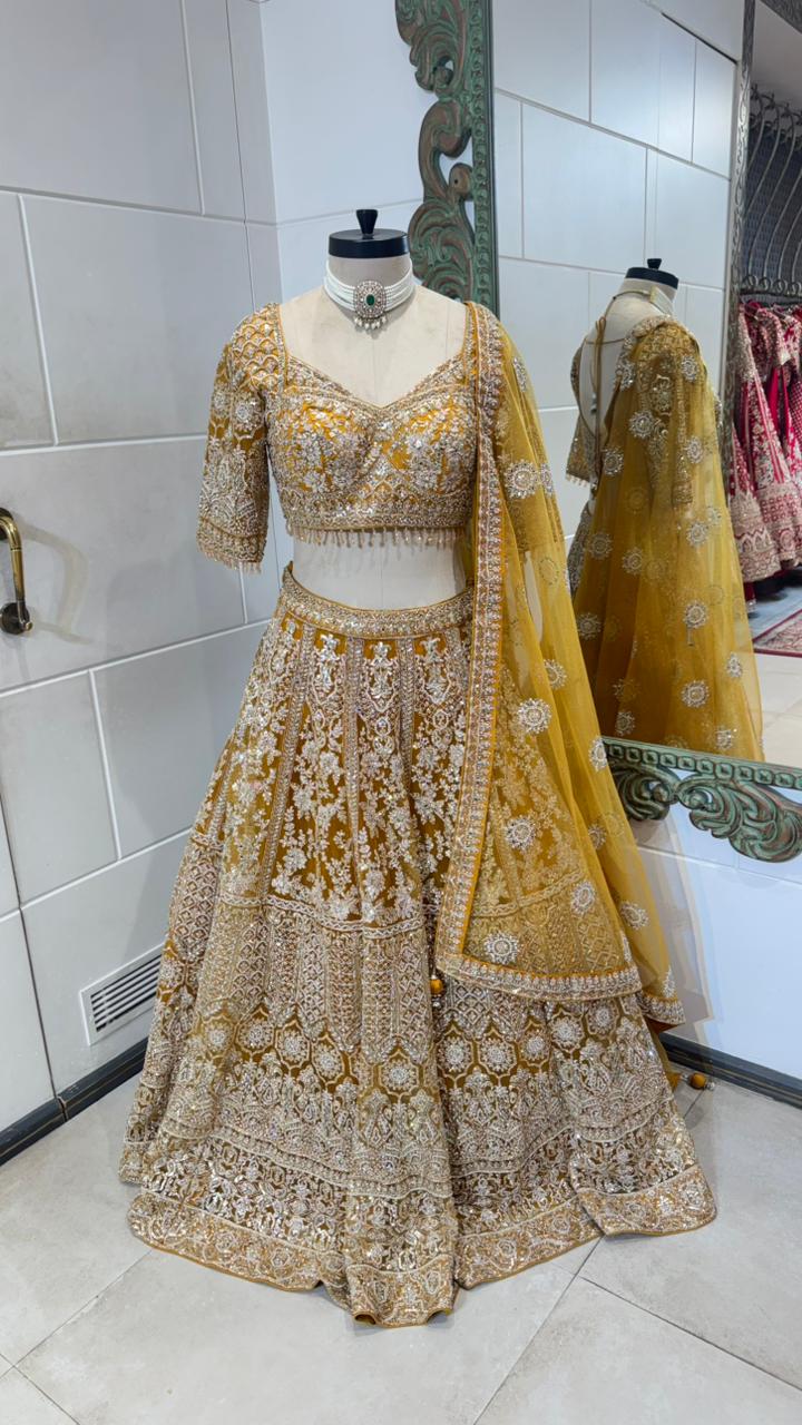Yellow Mirror Work Lehenga - Image 2