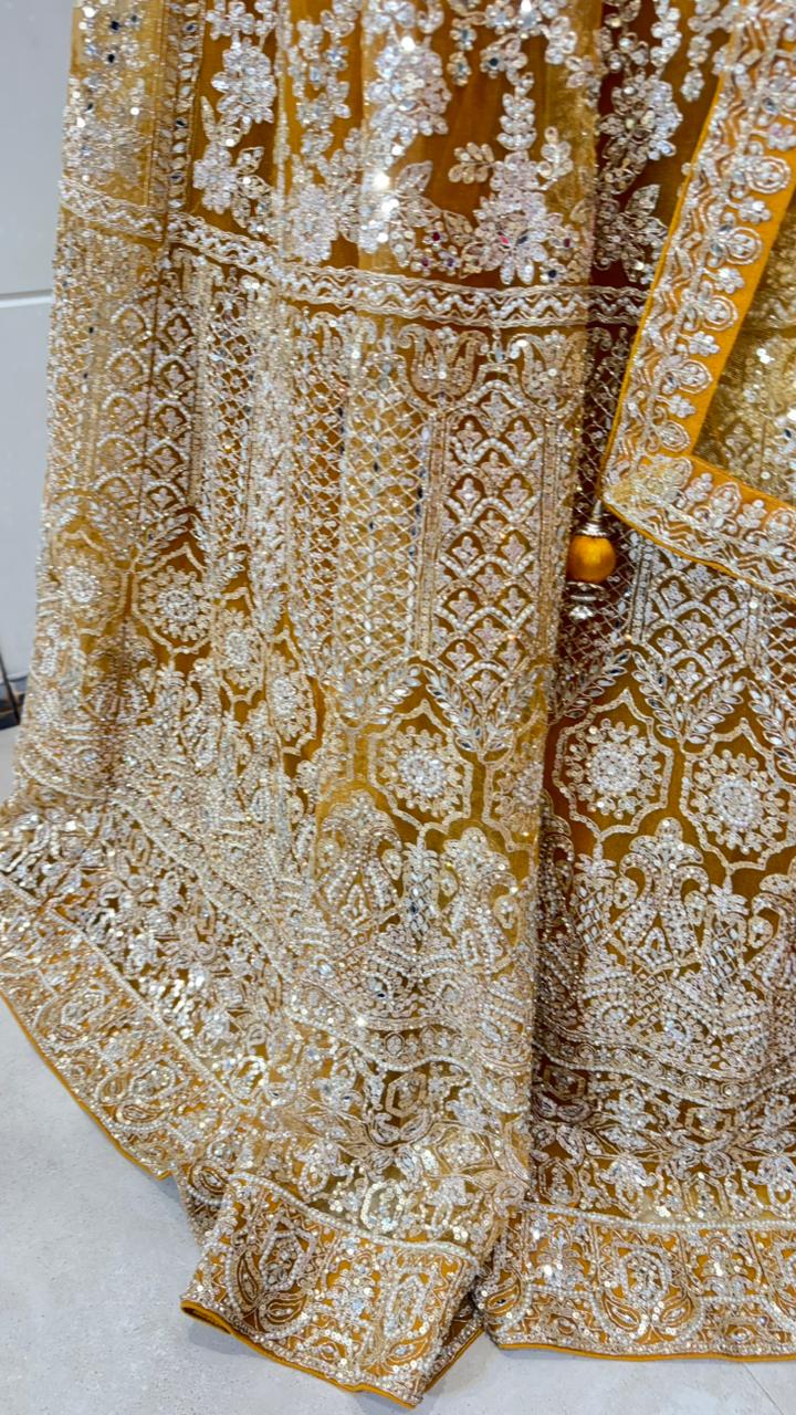 Yellow Mirror Work Lehenga - Image 3