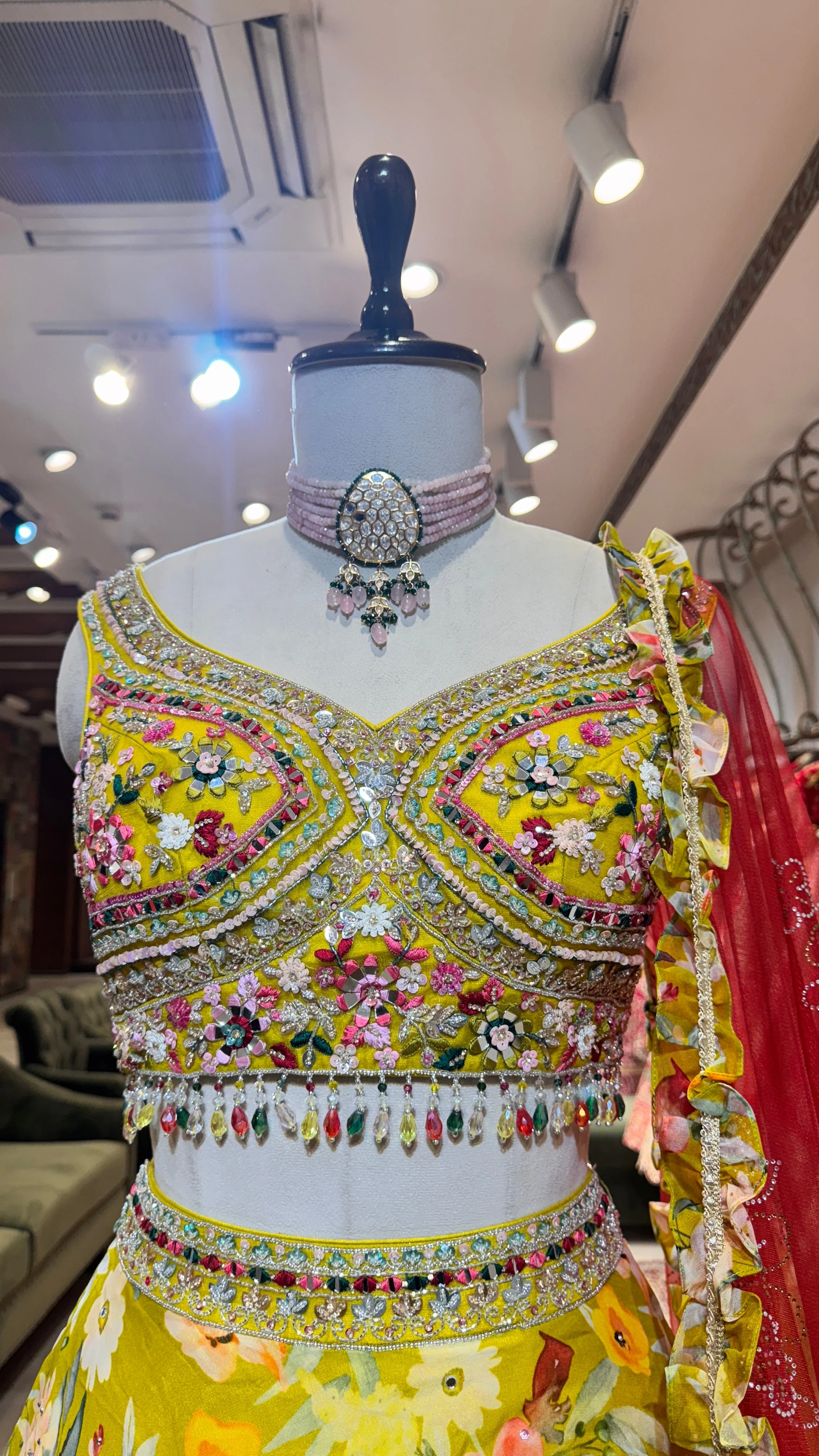 Yellow Printed Lehenga - Image 2