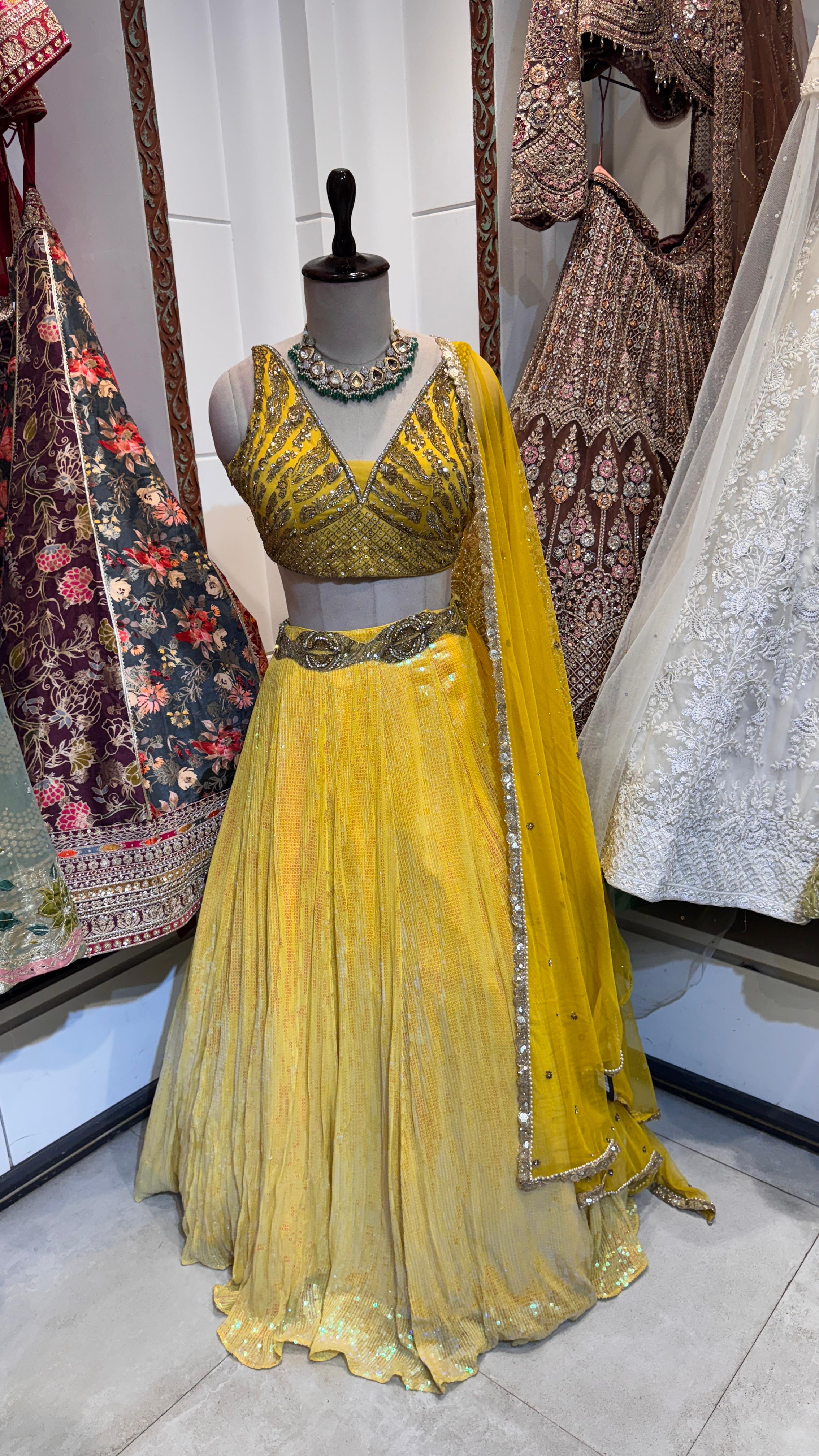 Yellow sequins lehenga