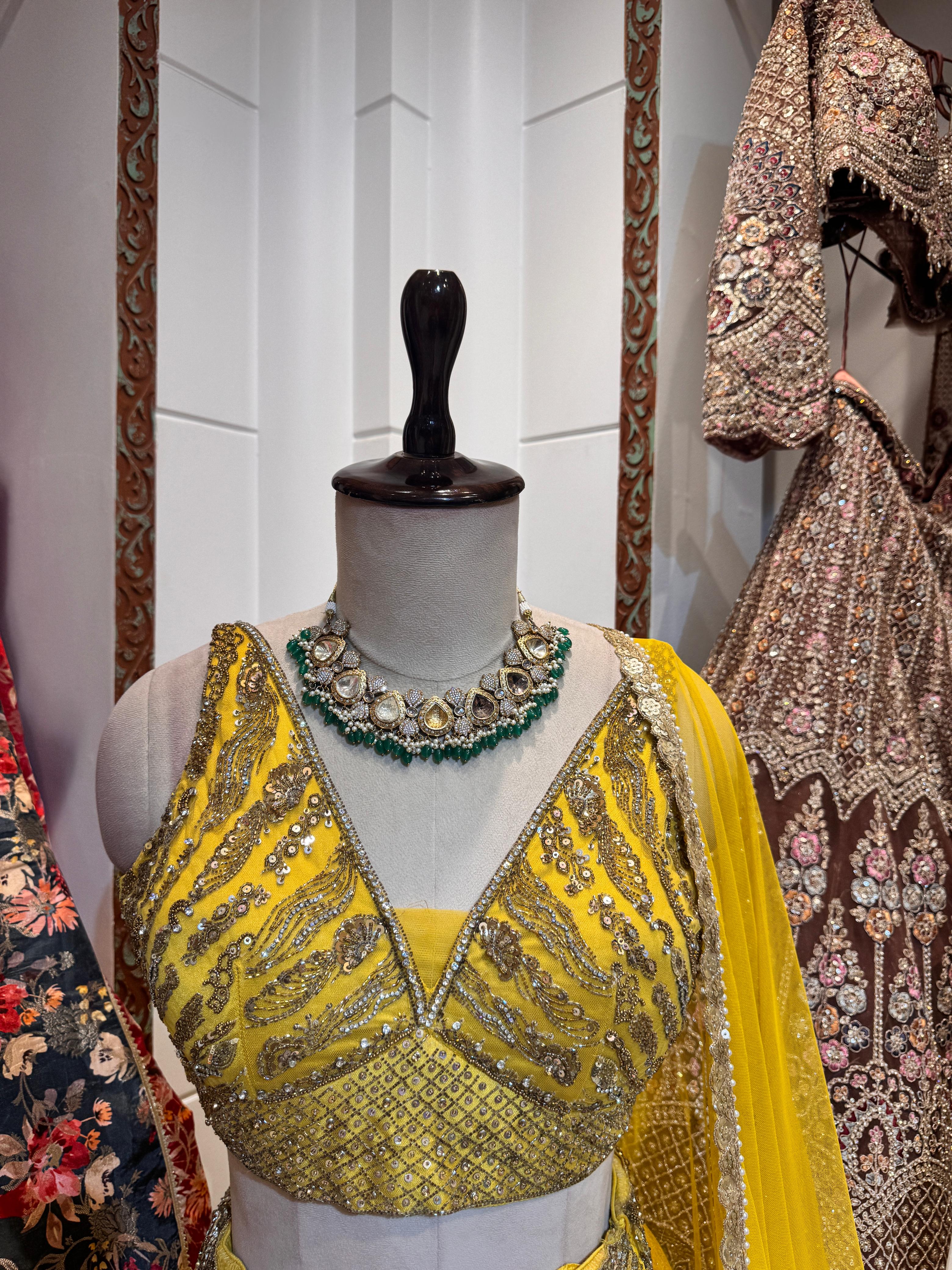 Yellow sequins lehenga - Image 2